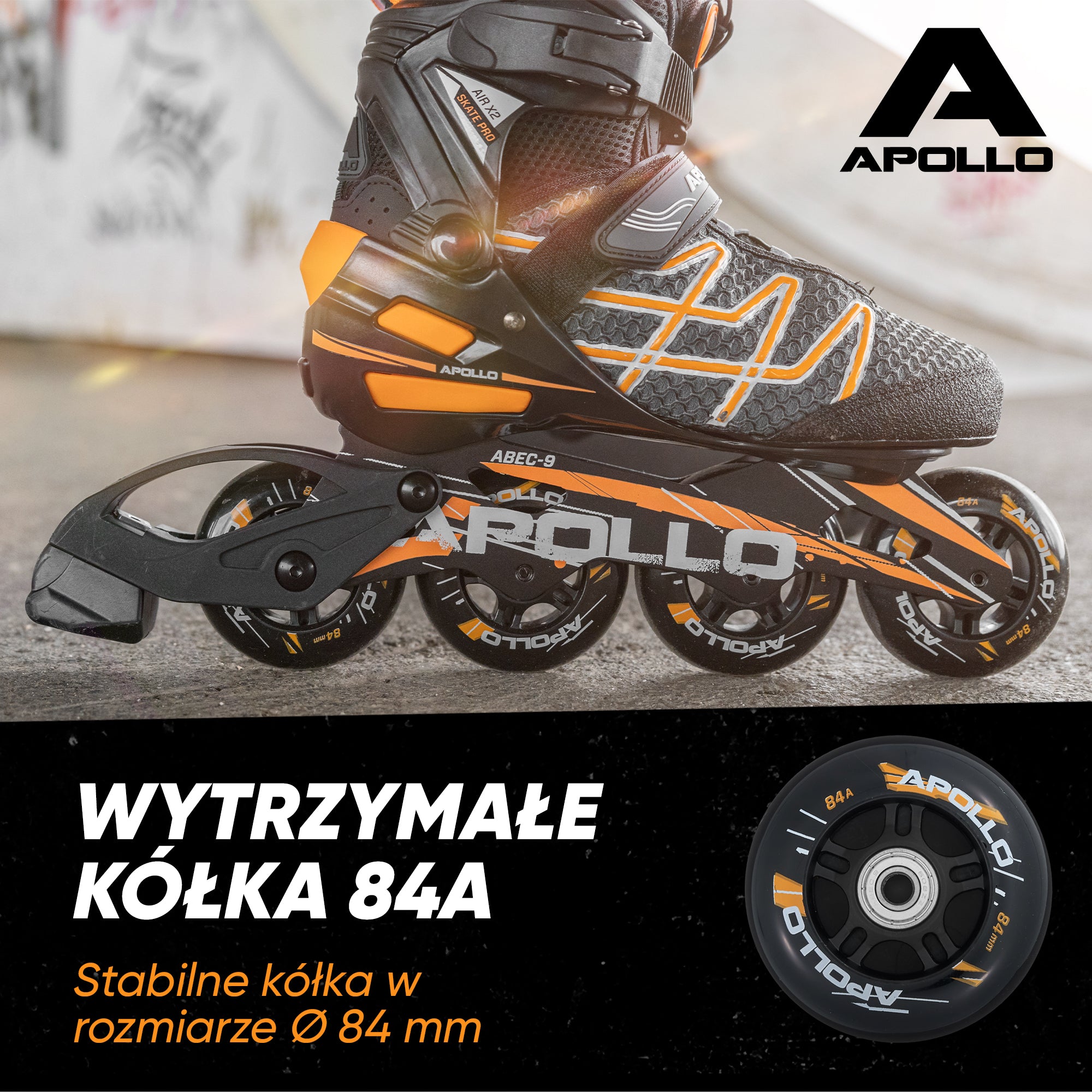 Apollo - Rolki Air Flow X2 Inline - pomarańczowy - 45