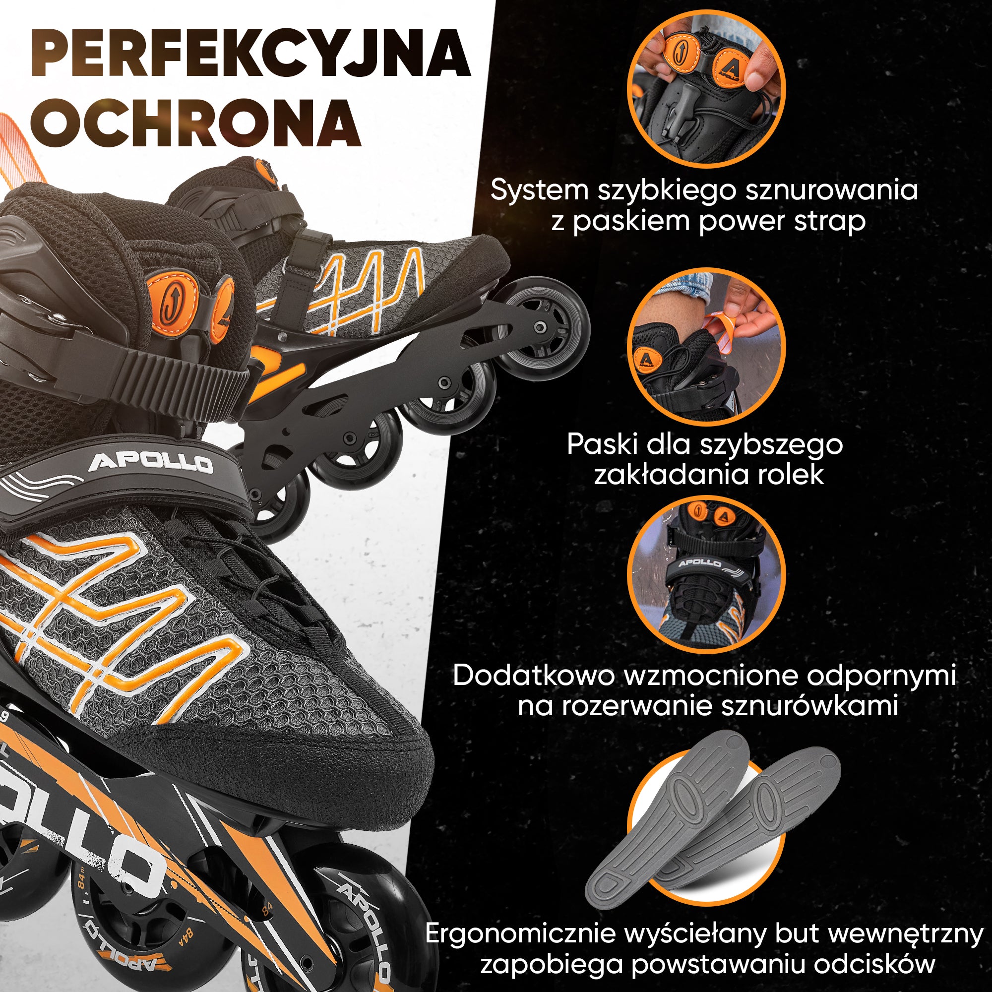 Apollo - Rolki Air Flow X2 Inline - pomarańczowy - 45