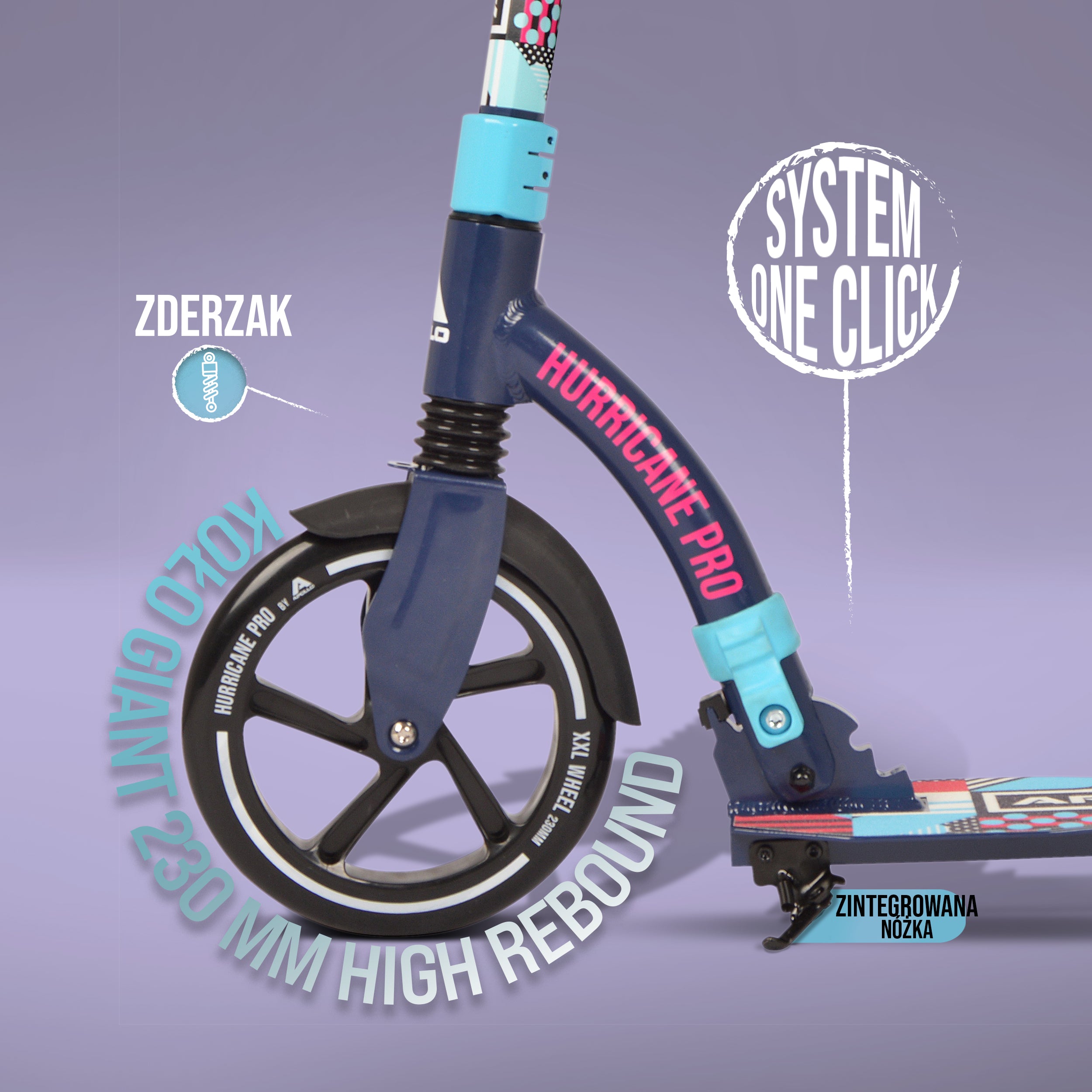 Apollo - Hulajnoga miejska Apollo „Hurricane” z amortyzacją - Niebieski Wielokolorowy