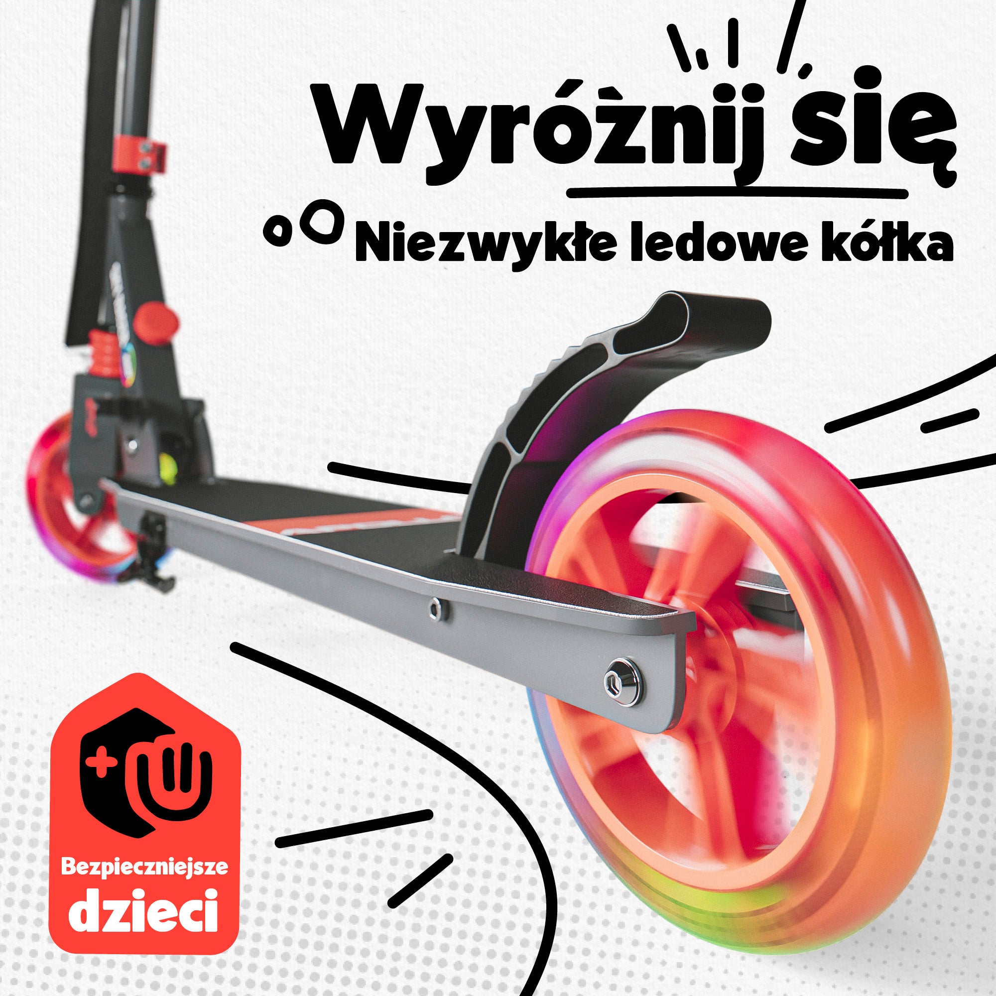 Apollo - Hulajnoga miejska z amortyzacją „Skyracer” składana, z regulowaną wysokością kierownicy koła 145mm - Pomarańczowy