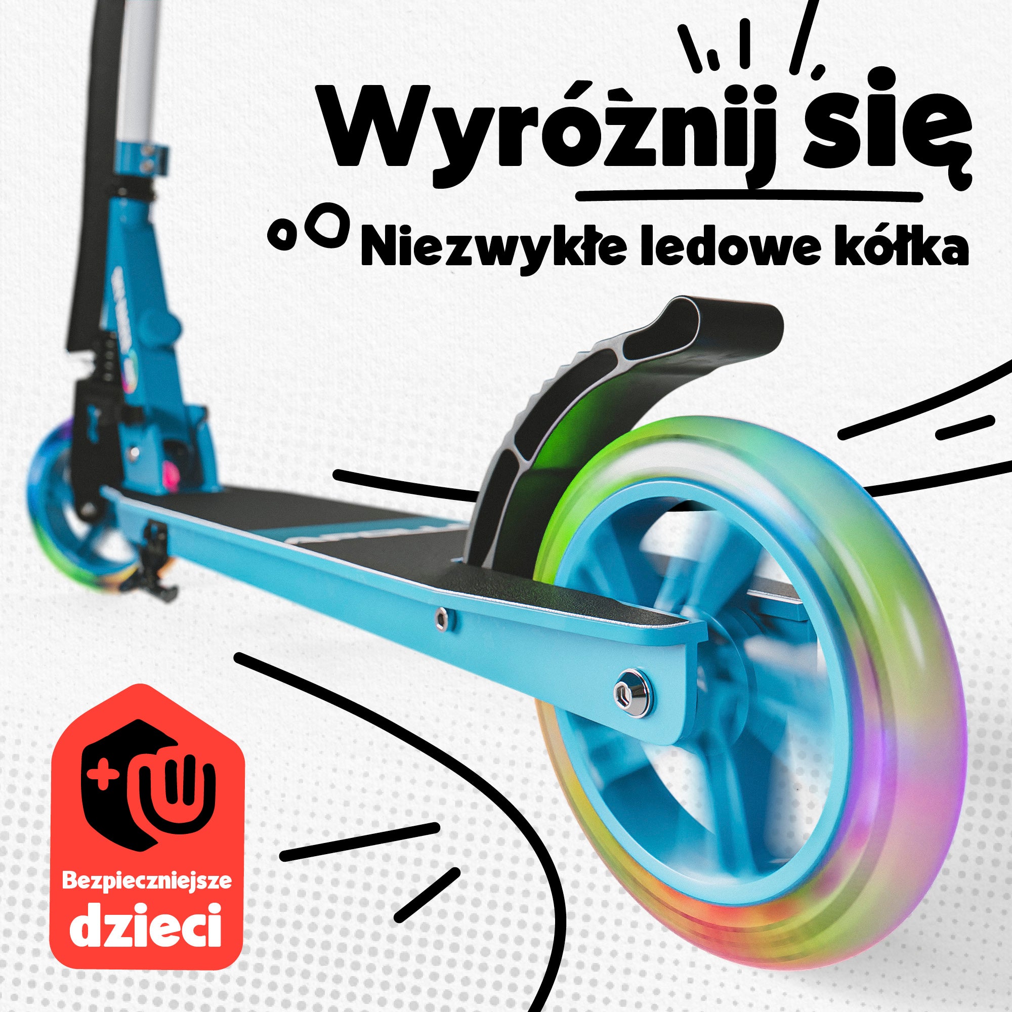 Apollo - Hulajnoga miejska z amortyzacją „Skyracer” składana, z regulowaną wysokością kierownicy koła 145mm - Niebieski