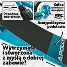 Apollo - Hulajnoga miejska z amortyzacją „Skyracer” składana, z regulowaną wysokością kierownicy koła 145mm - Niebieski