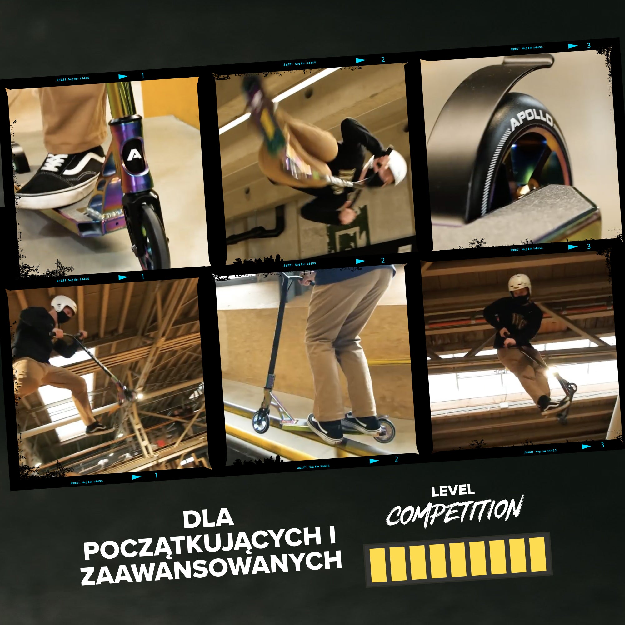 Apollo - Hulajnoga high-end stunt "Genesis Pro X Competition" z łożyskami ABEC 9 - Czarny Złoty