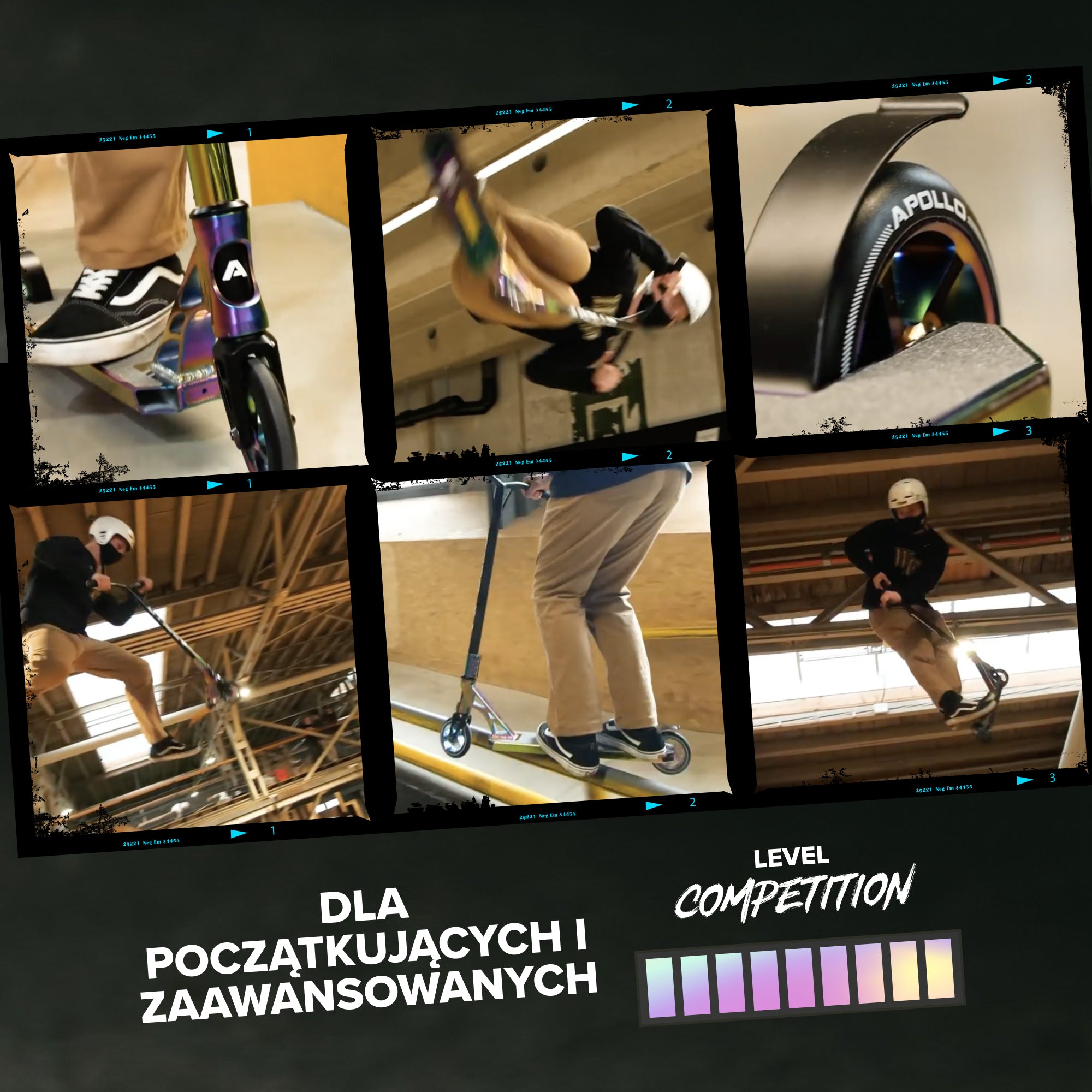 Apollo - Hulajnoga high-end stunt "Genesis Pro X Competition" z łożyskami ABEC 9 - Tęczowy