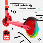 Apollo - Hulajnoga miejska„Moonracer” LED dla dzieci z amortyzacją - Czerwony
