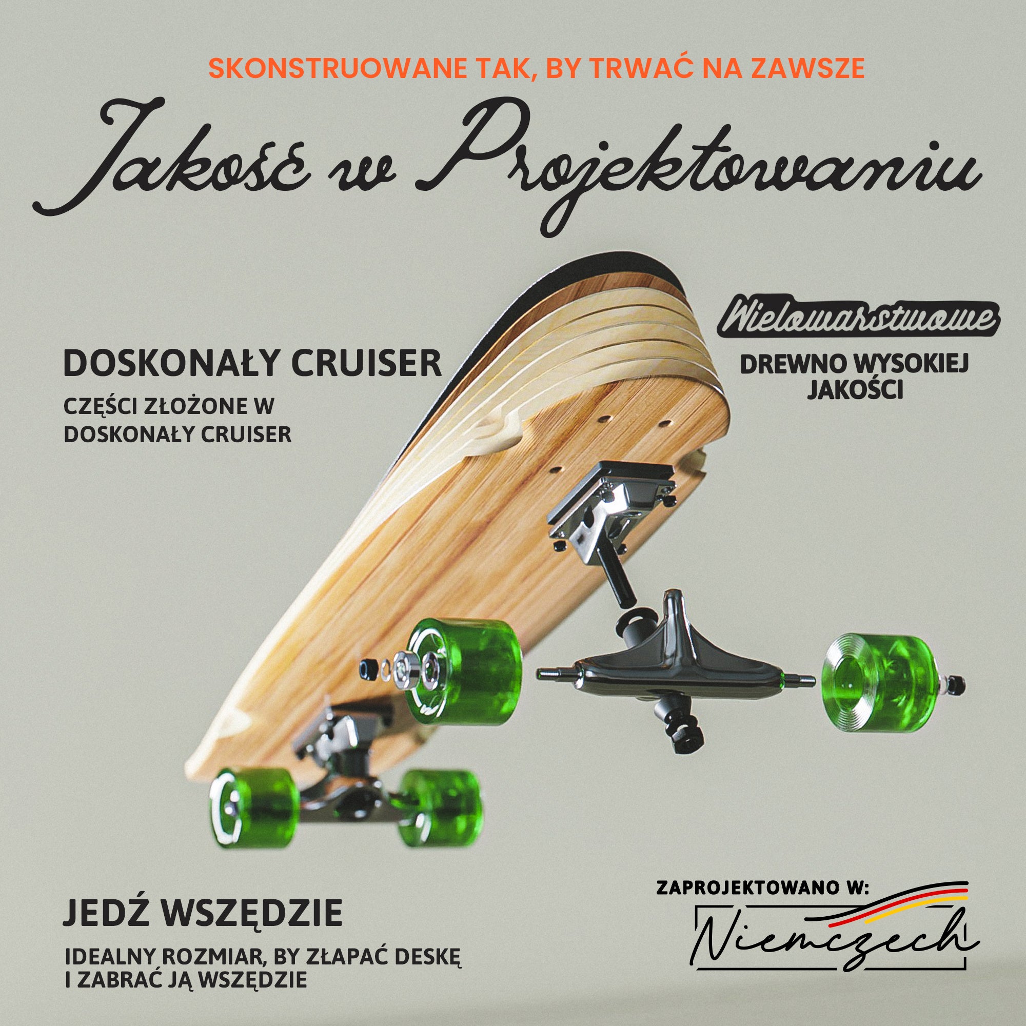 Apollo - Mini-Longboard - "Classic Green Midi" - 27" Midi Cruiser - Classic Green