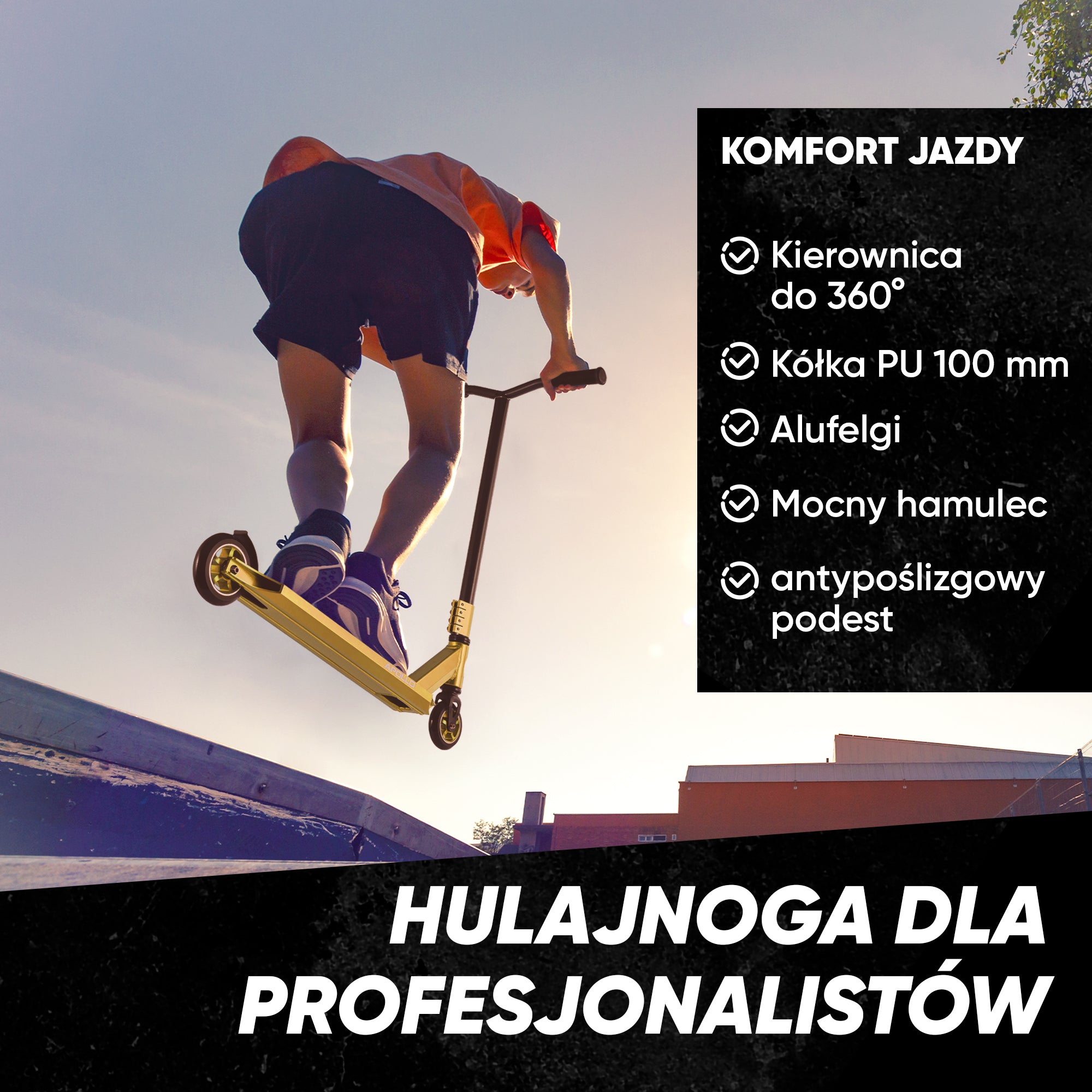 Apollo - Hulajnoga stunt "Star Pro" wysokiej jakości anodowana profesjonalna hulajnoga stunt - Złoty
