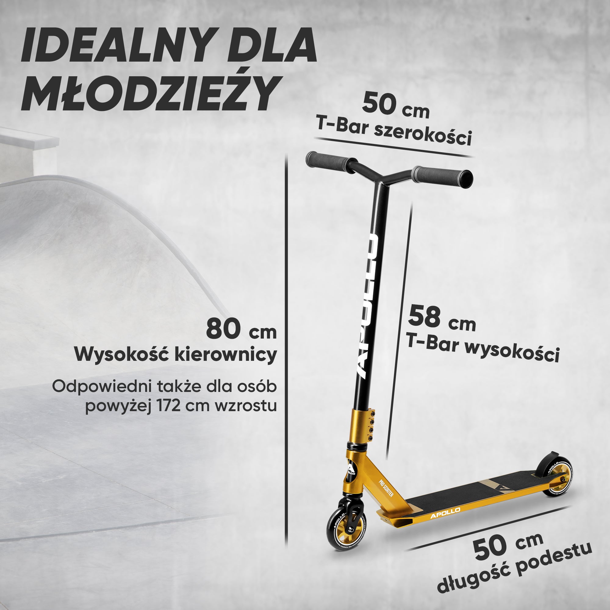 Apollo - Hulajnoga stunt "Star Pro" wysokiej jakości anodowana profesjonalna hulajnoga stunt - Złoty
