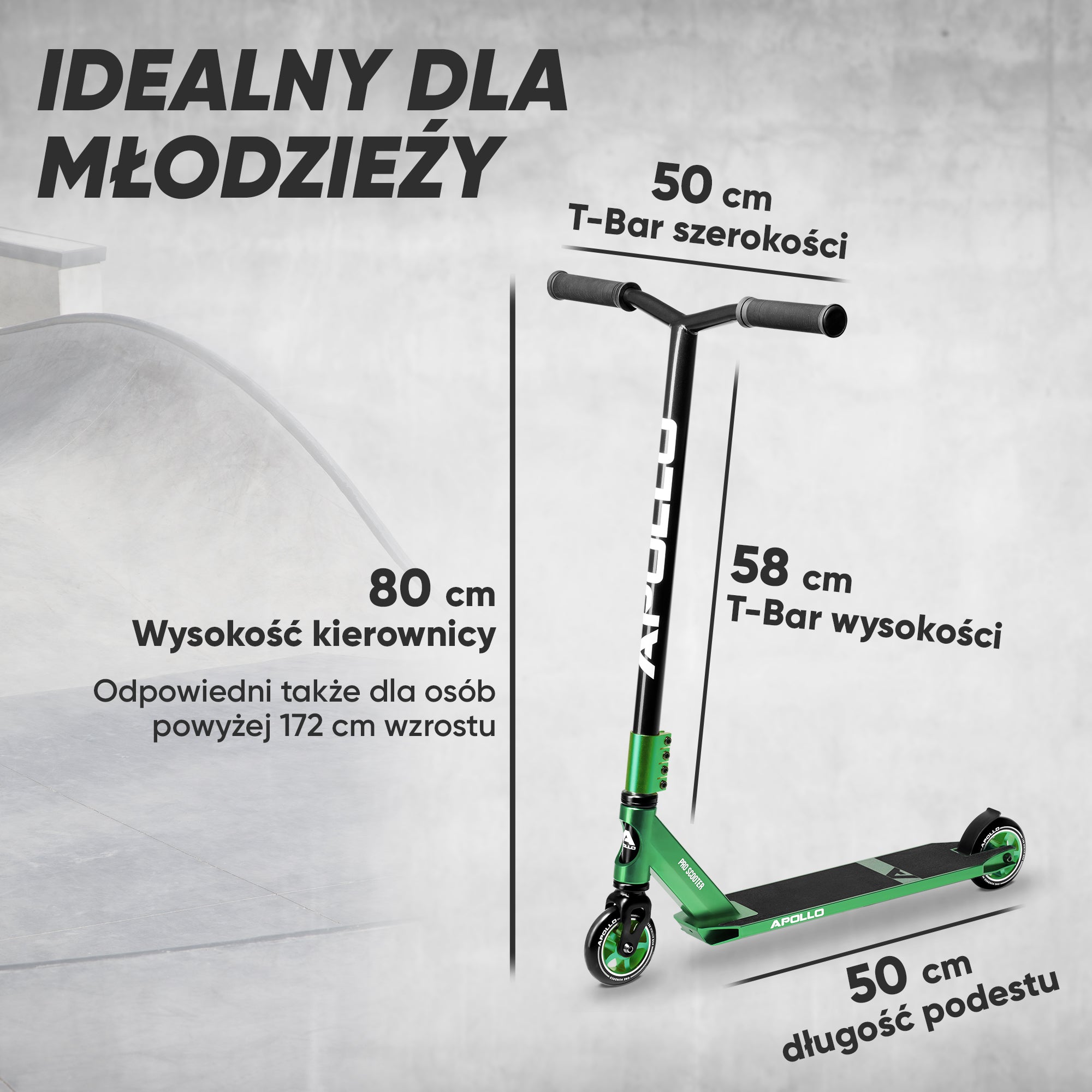 Apollo - Hulajnoga stunt "Star Pro" wysokiej jakości anodowana profesjonalna hulajnoga stunt - Zielony