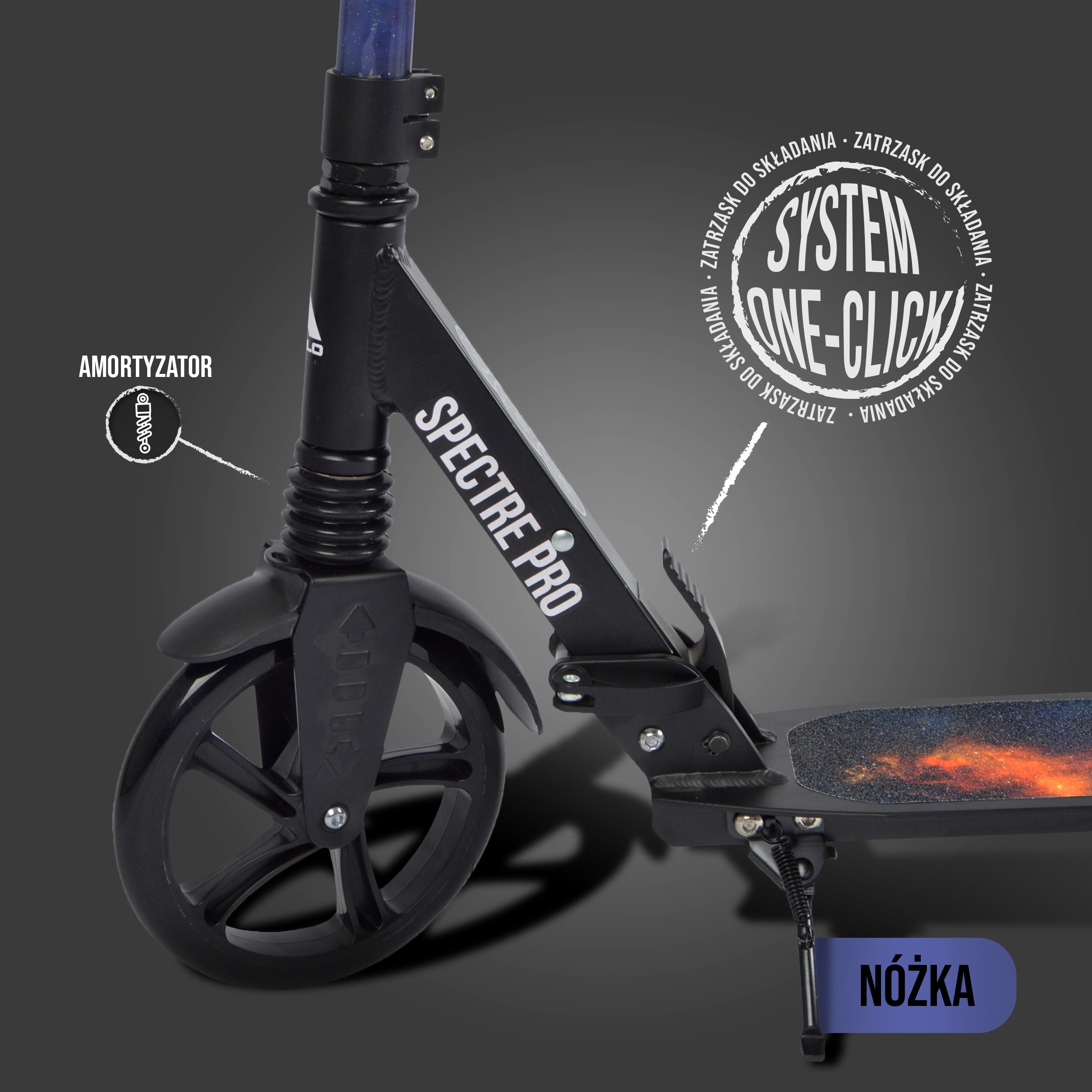 Apollo - Składana i regulowana hulajnoga miejska „Spectre” - Luksusowy Cityroller z podwójnym zawieszeniem - Galaxy