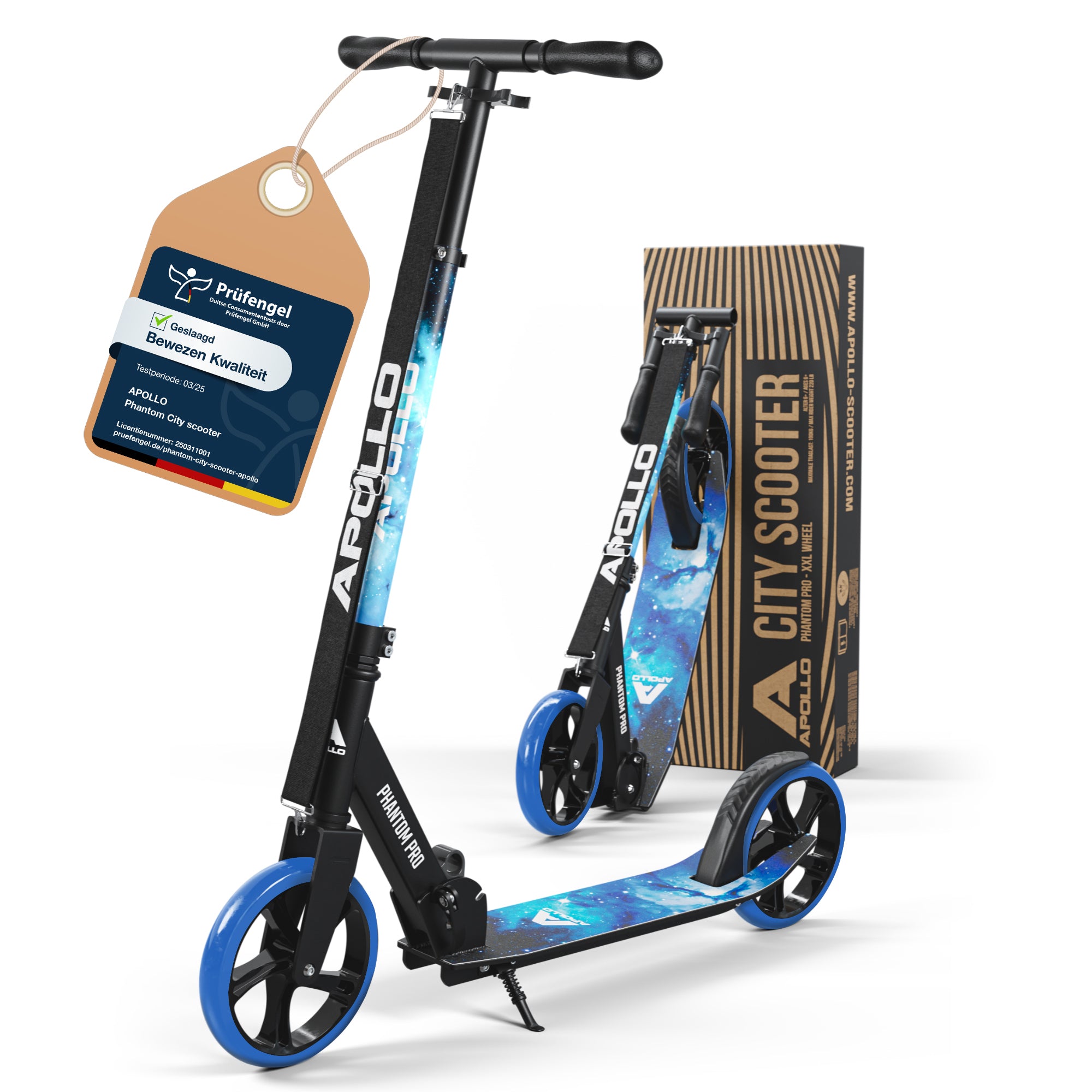 Apollo - Składana hulajnoga miejska dla dzieci „Phantom” z regulowaną wysokością kierownicy - Stars