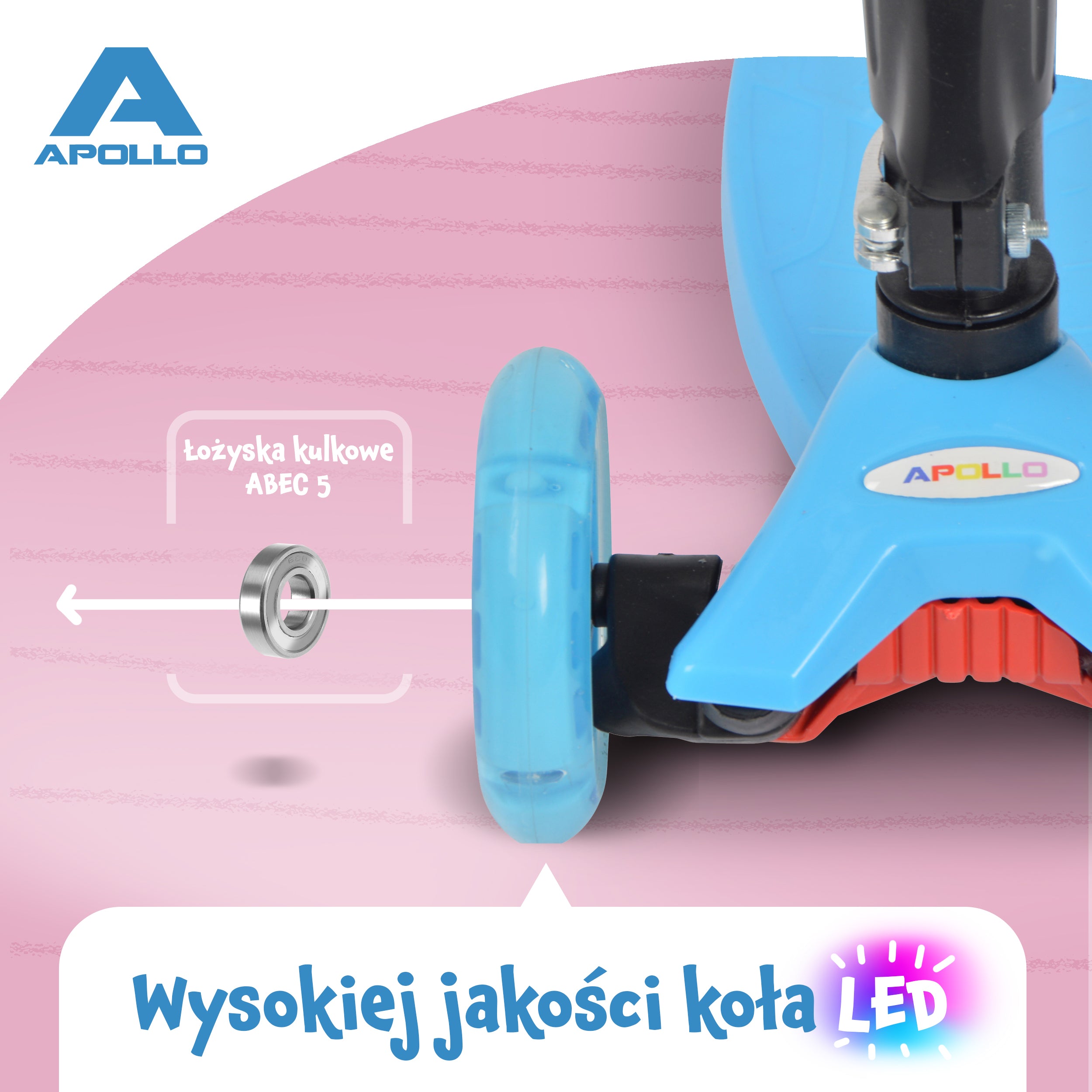 Apollo - Hulajnoga dla dzieci Apollo LED - w różnych kolorach - Niebieski
