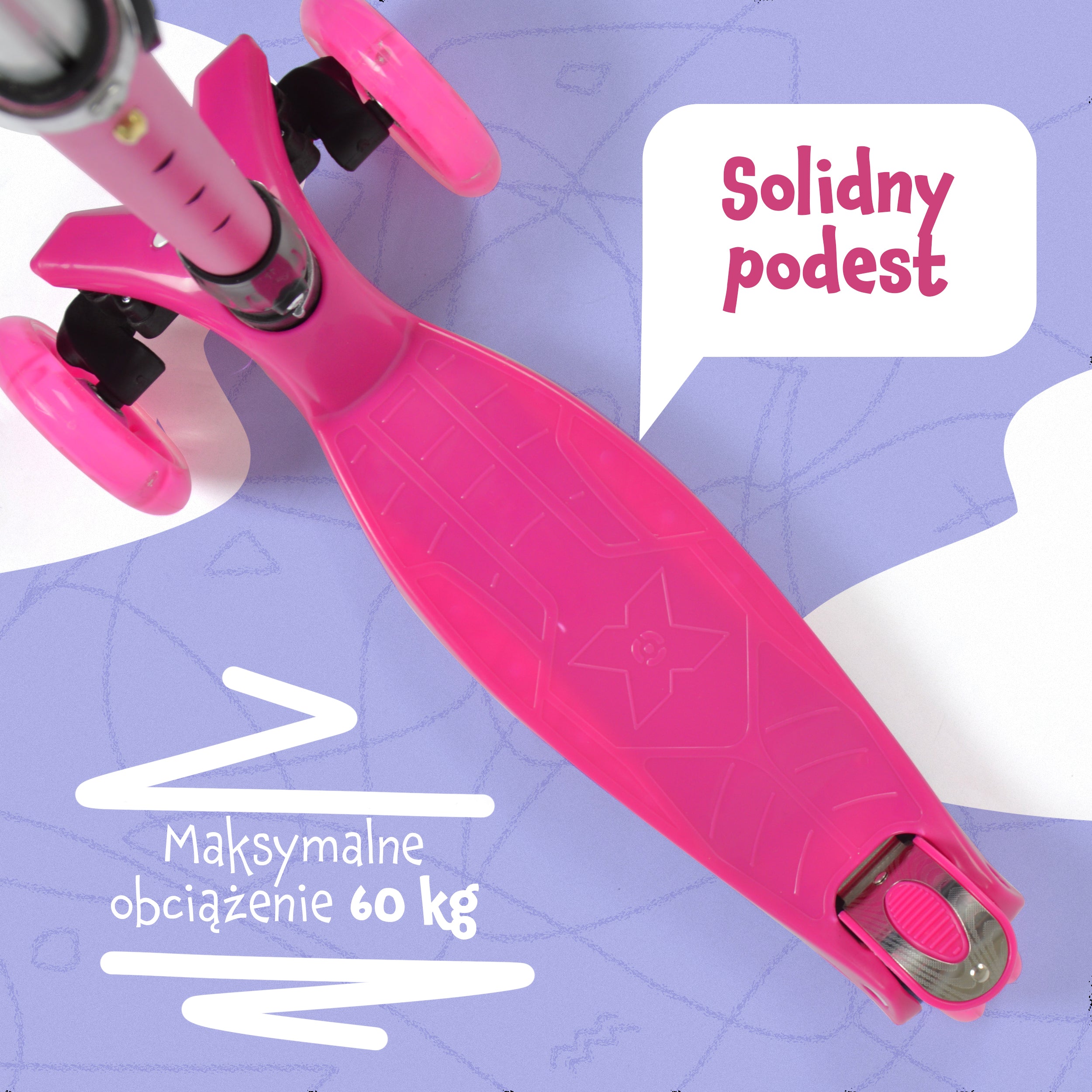 Apollo - Hulajnoga dla dzieci Apollo LED - w różnych kolorach - Różowy