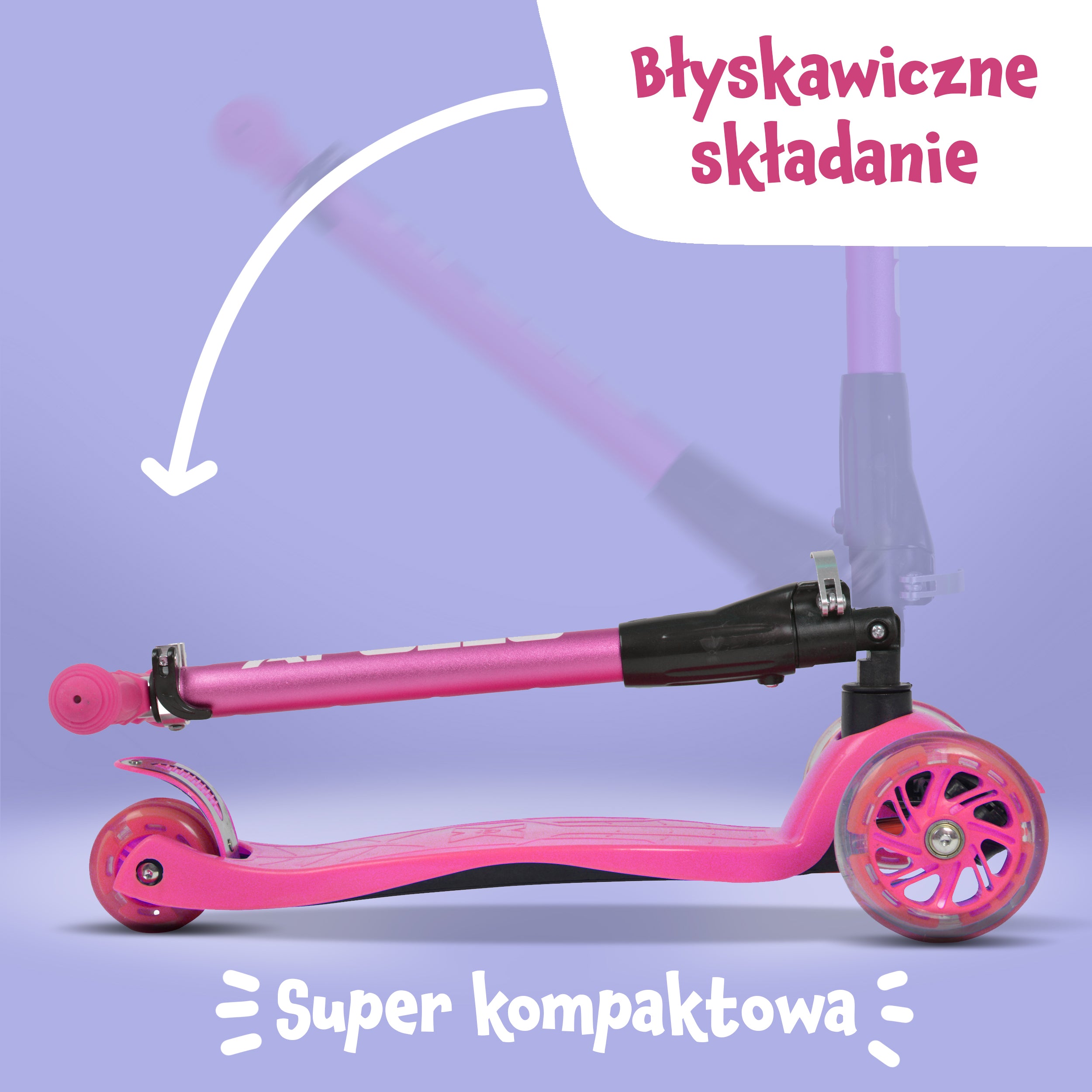 Apollo - Hulajnoga dla dzieci Apollo LED - w różnych kolorach - Różowy