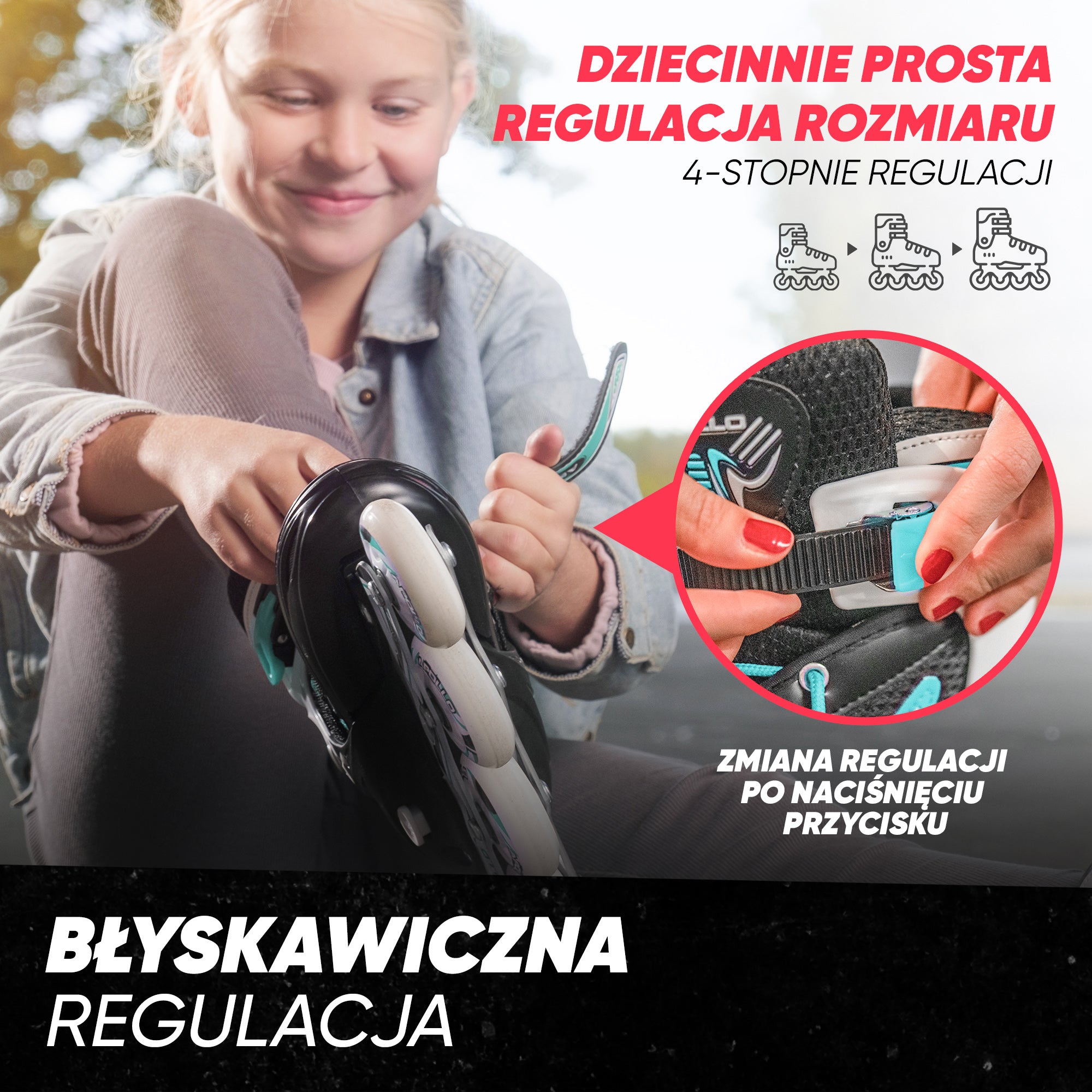 Apollo - Super Blade - Regulowane rolki - turkus - L (39-42)