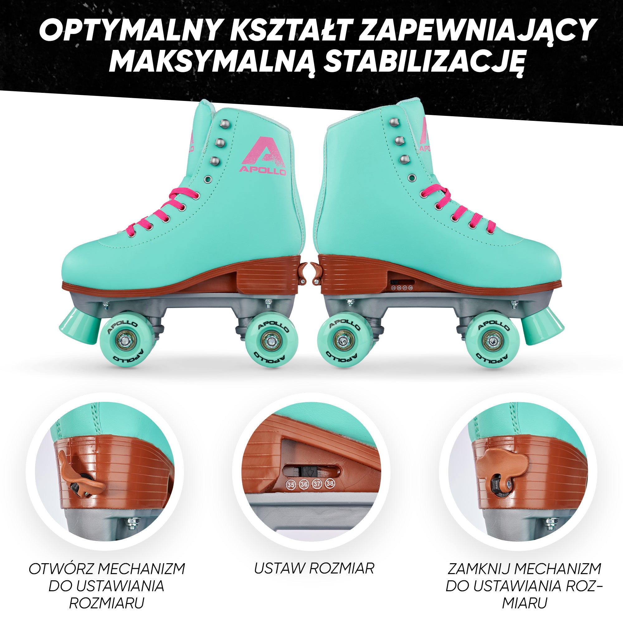 Apollo - Classic Roller wrotki dla dzieci i dorosłych - Lagoon - L (39-42)