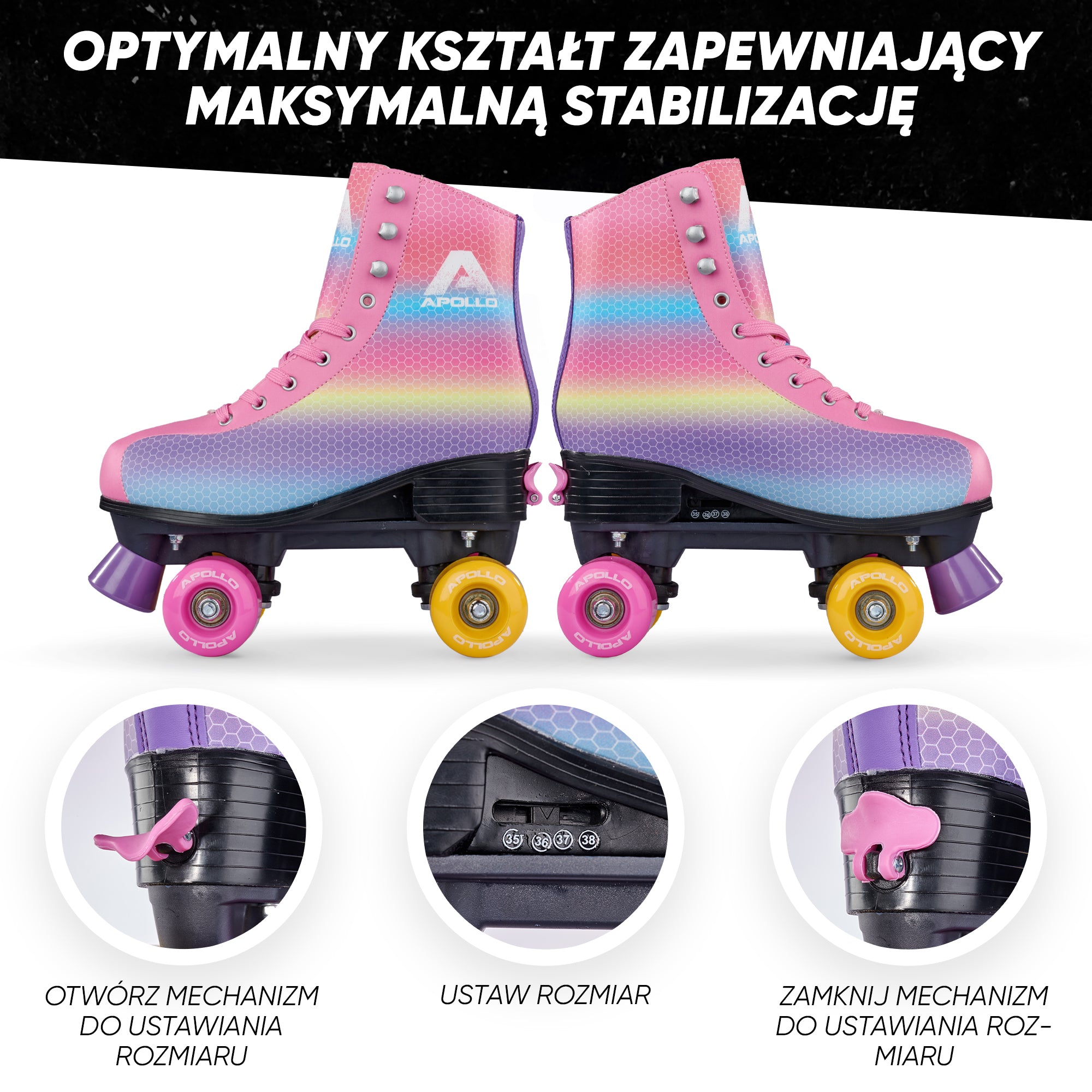 Apollo - Classic Roller wrotki dla dzieci i dorosłych - Dancing Queen - L (39-42)
