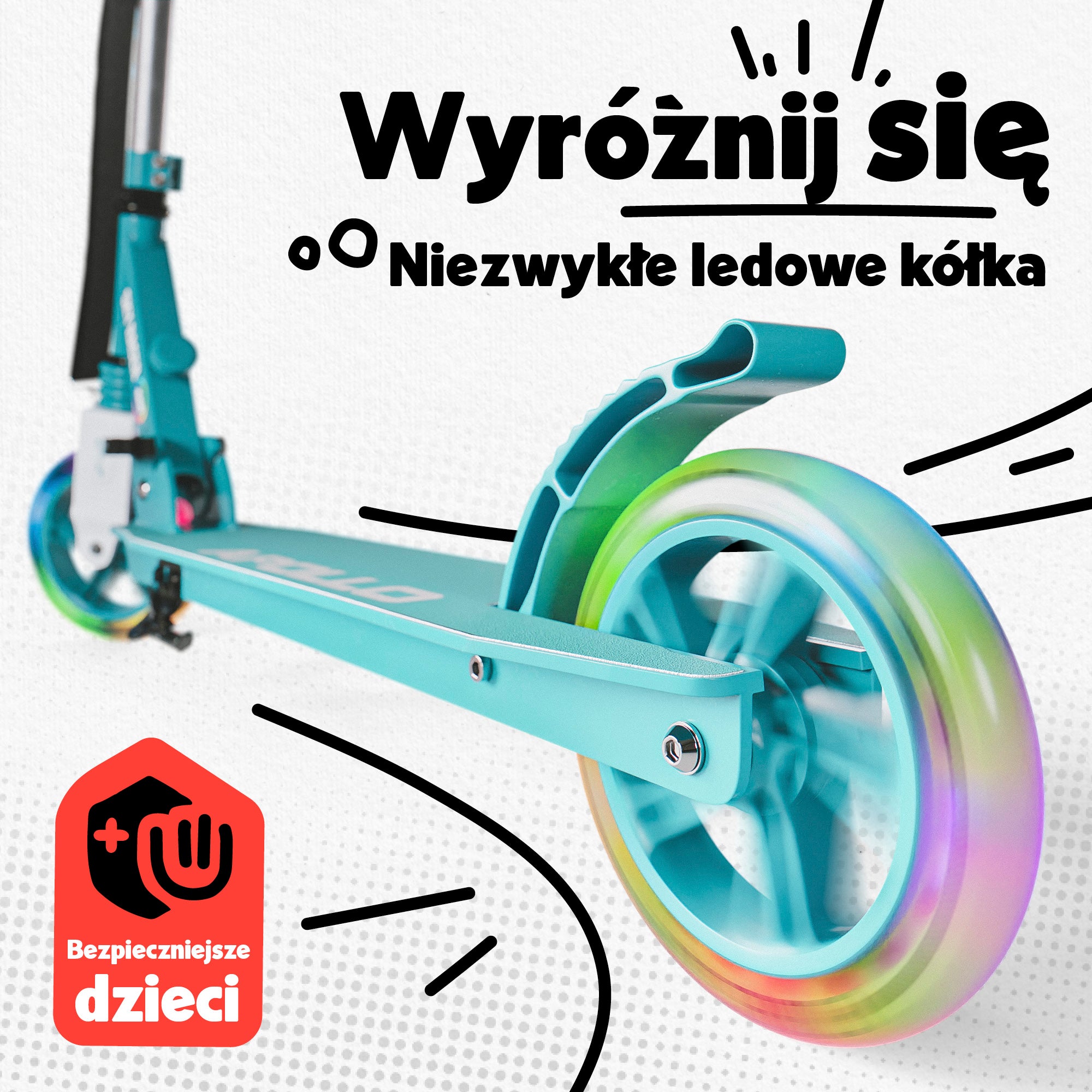 Apollo - Hulajnoga miejska z amortyzacją „Skyracer” składana, z regulowaną wysokością kierownicy koła 145mm - Turkusowy