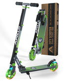 Apollo - Hulajnoga miejska z amortyzacją „Skyracer” składana, z regulowaną wysokością kierownicy koła 145mm - Zielony Szary