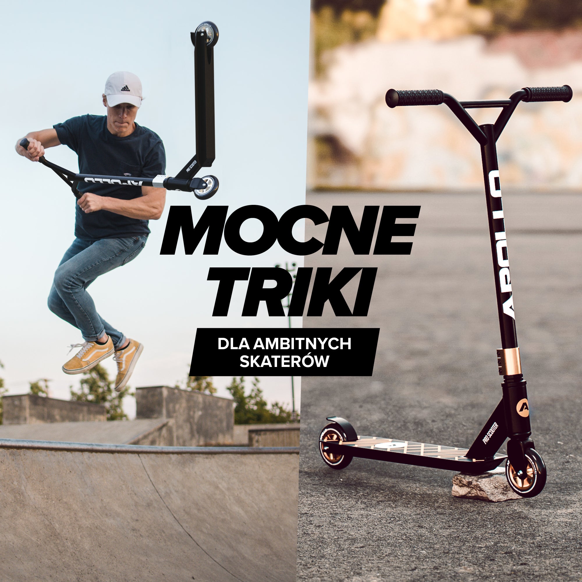 Apollo - Hulajnoga stunt „Genius Pro" - wytrzymała hulajnoga dla dzieci z łożyskami ABEC 9 - Czarny Złoty