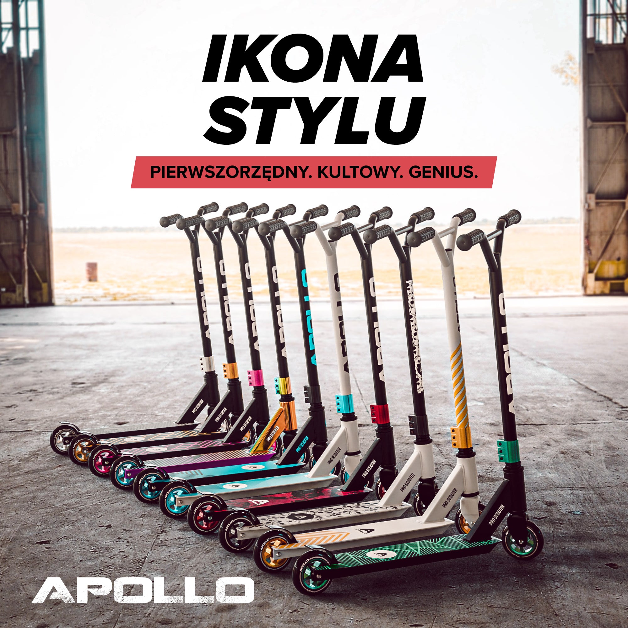 Apollo - Hulajnoga stunt „Genius Pro" - wytrzymała hulajnoga dla dzieci z łożyskami ABEC 9 - Czerwony