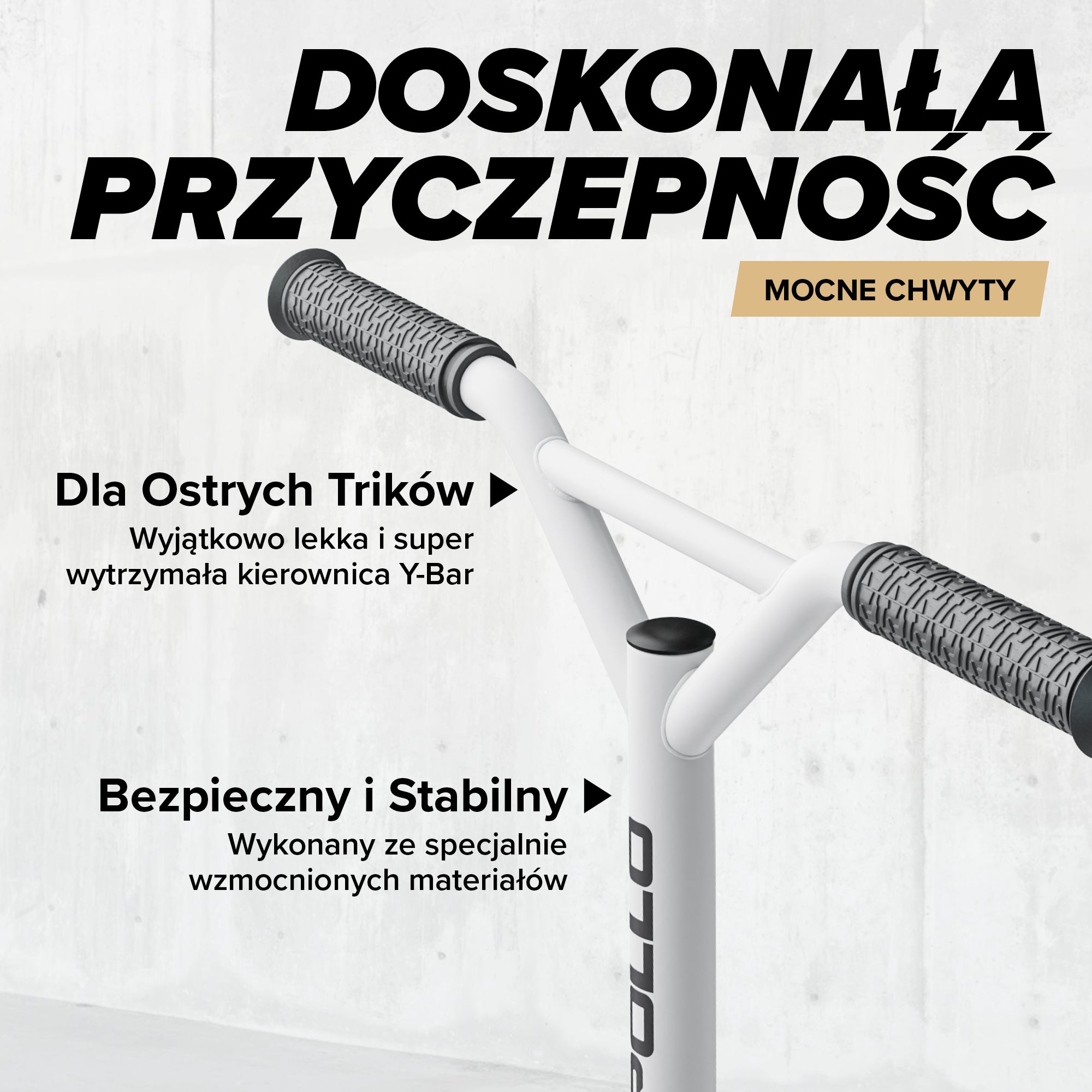 Apollo - Hulajnoga stunt „Genius Pro" - wytrzymała hulajnoga dla dzieci z łożyskami ABEC 9 - Biały Złoty