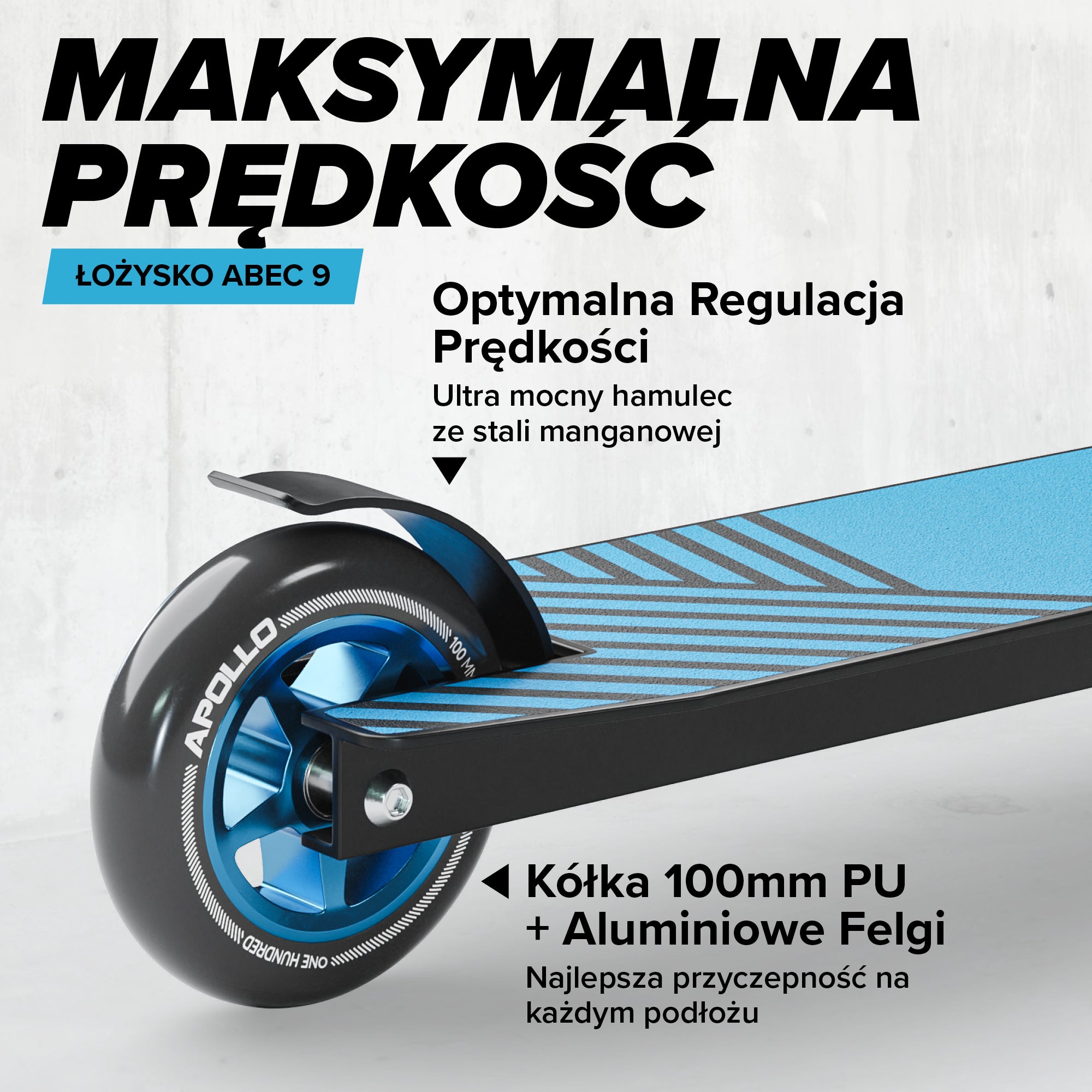 Apollo - Hulajnoga stunt „Genius Pro" - wytrzymała hulajnoga dla dzieci z łożyskami ABEC 9 - Czarny Niebieski