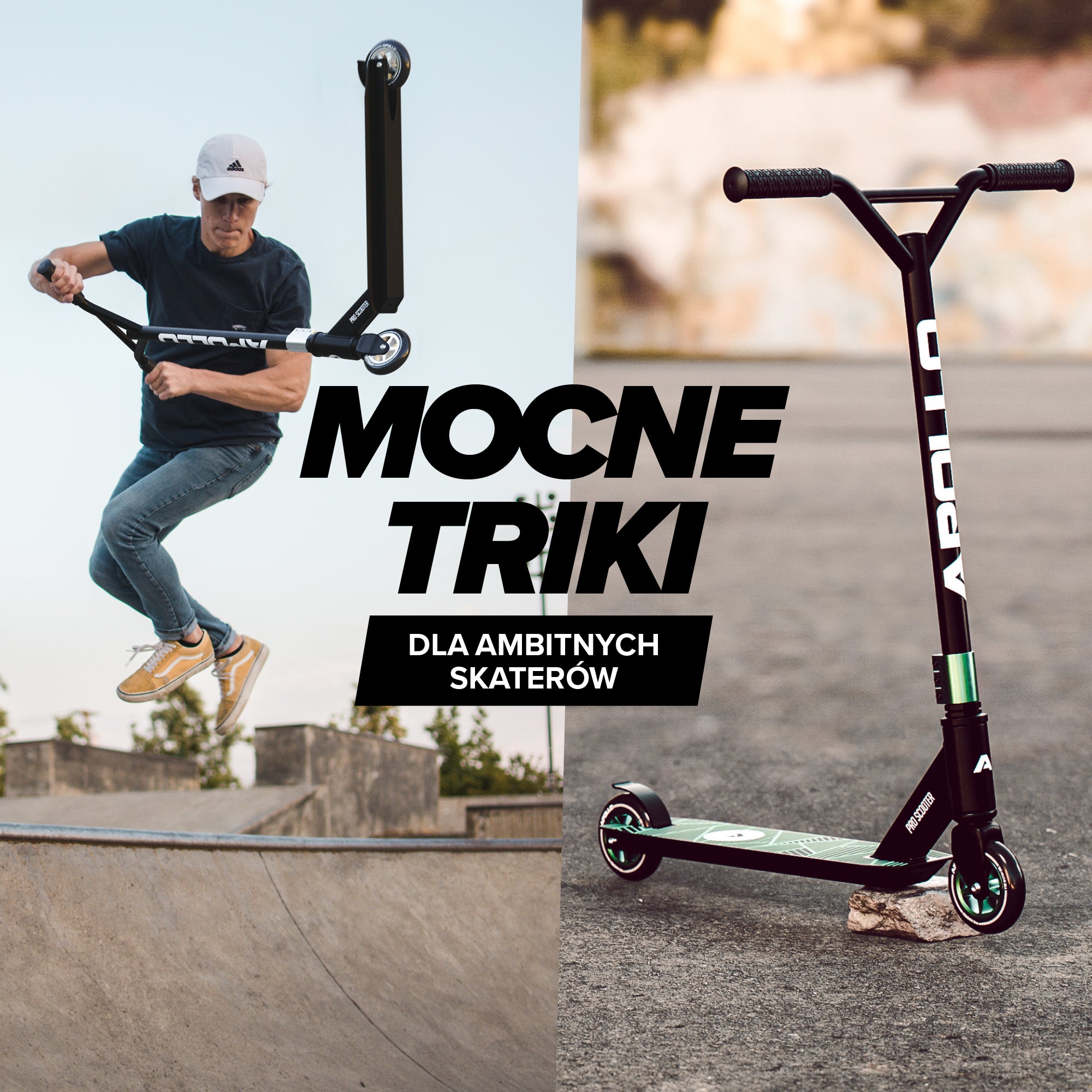 Apollo - Hulajnoga stunt „Genius Pro" - wytrzymała hulajnoga dla dzieci z łożyskami ABEC 9 - Czarny Zielony