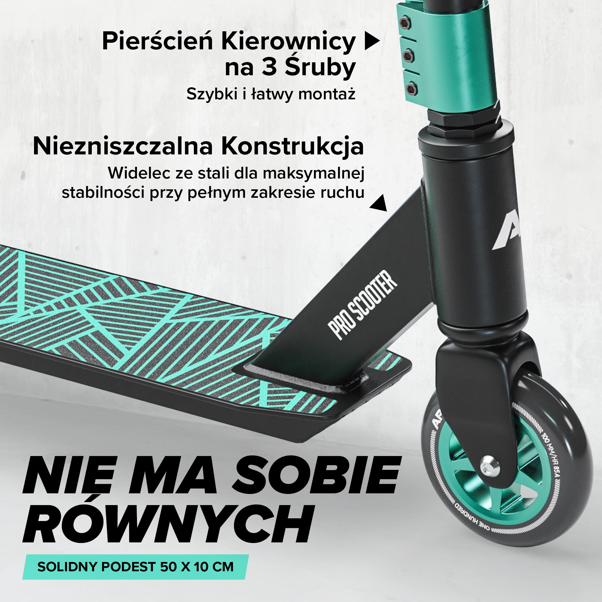 Apollo - Hulajnoga stunt „Genius Pro" - wytrzymała hulajnoga dla dzieci z łożyskami ABEC 9 - Czarny Zielony