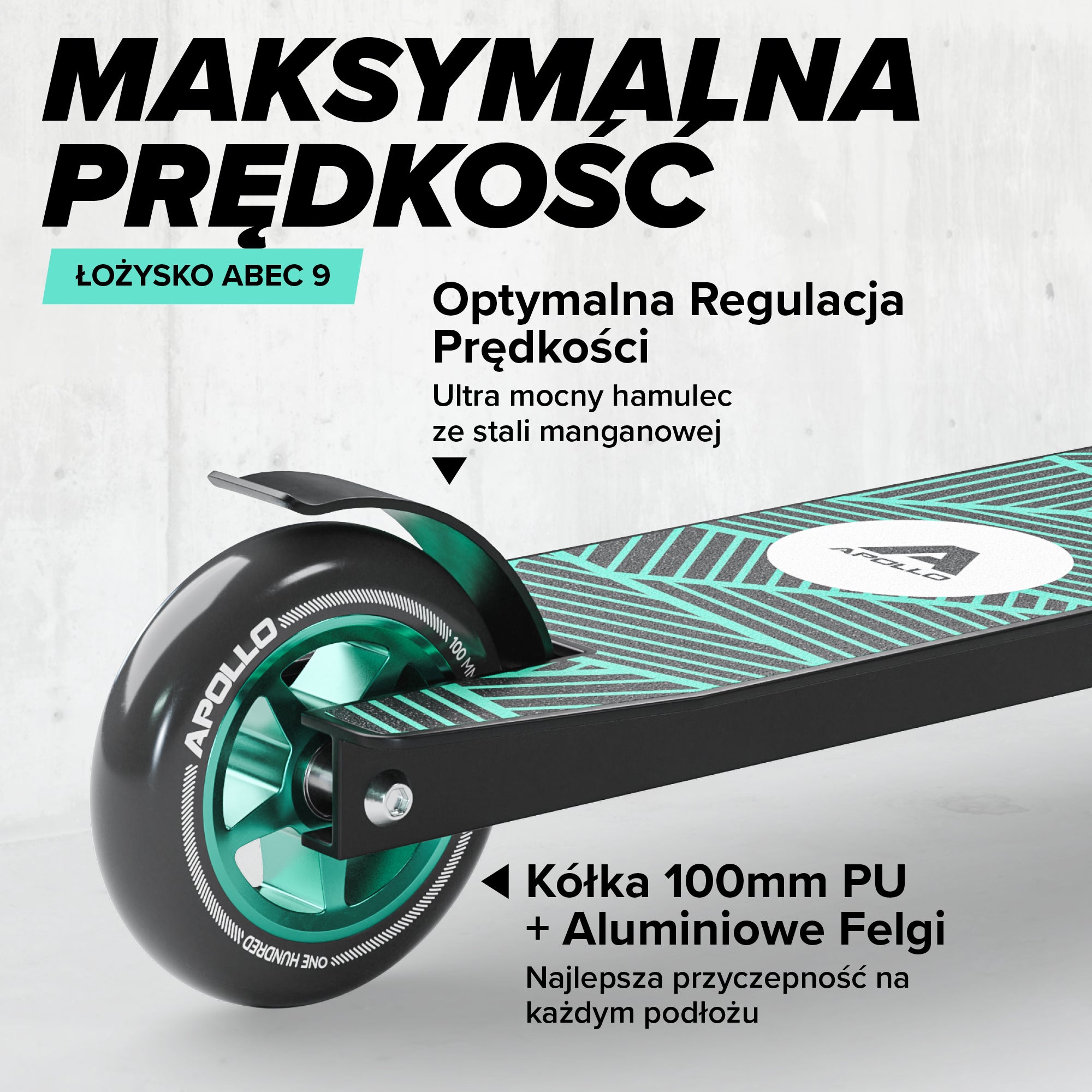 Apollo - Hulajnoga stunt „Genius Pro" - wytrzymała hulajnoga dla dzieci z łożyskami ABEC 9 - Czarny Zielony