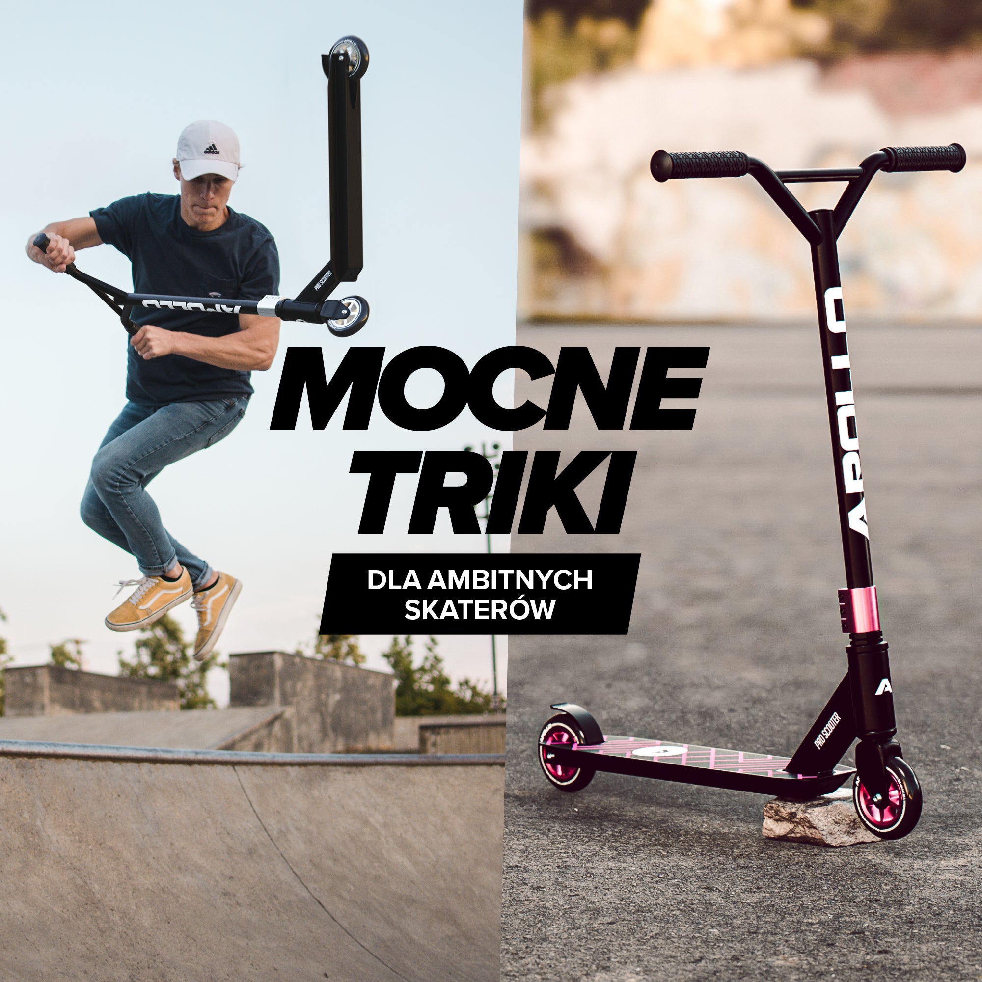 Apollo - Hulajnoga stunt „Genius Pro" - wytrzymała hulajnoga dla dzieci z łożyskami ABEC 9 - Czarny Różowy