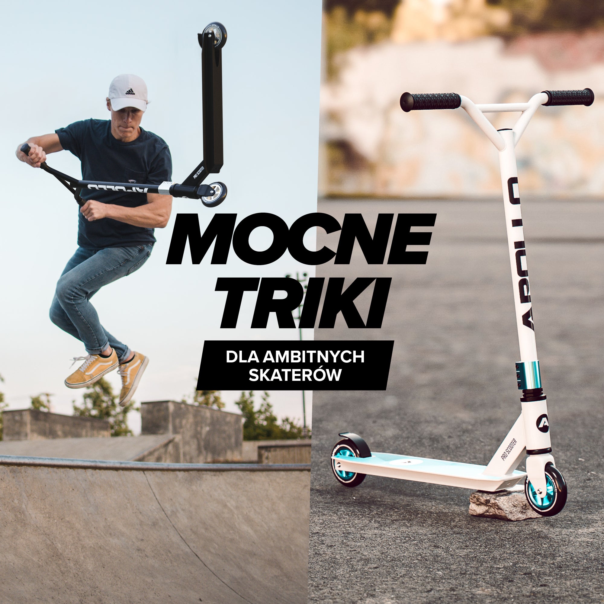 Apollo - Hulajnoga stunt „Genius Pro" - wytrzymała hulajnoga dla dzieci z łożyskami ABEC 9 - Biały Niebieski