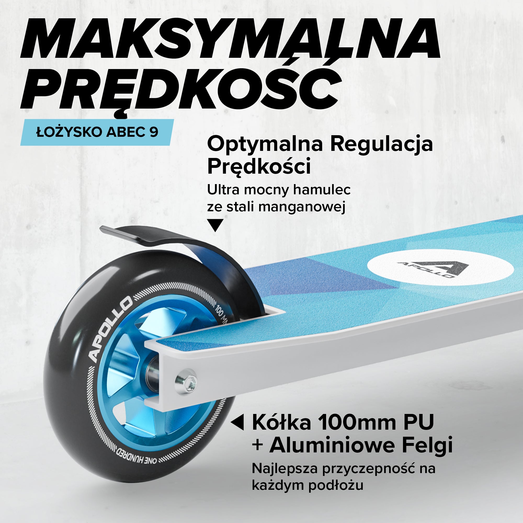 Apollo - Hulajnoga stunt „Genius Pro" - wytrzymała hulajnoga dla dzieci z łożyskami ABEC 9 - Biały Niebieski