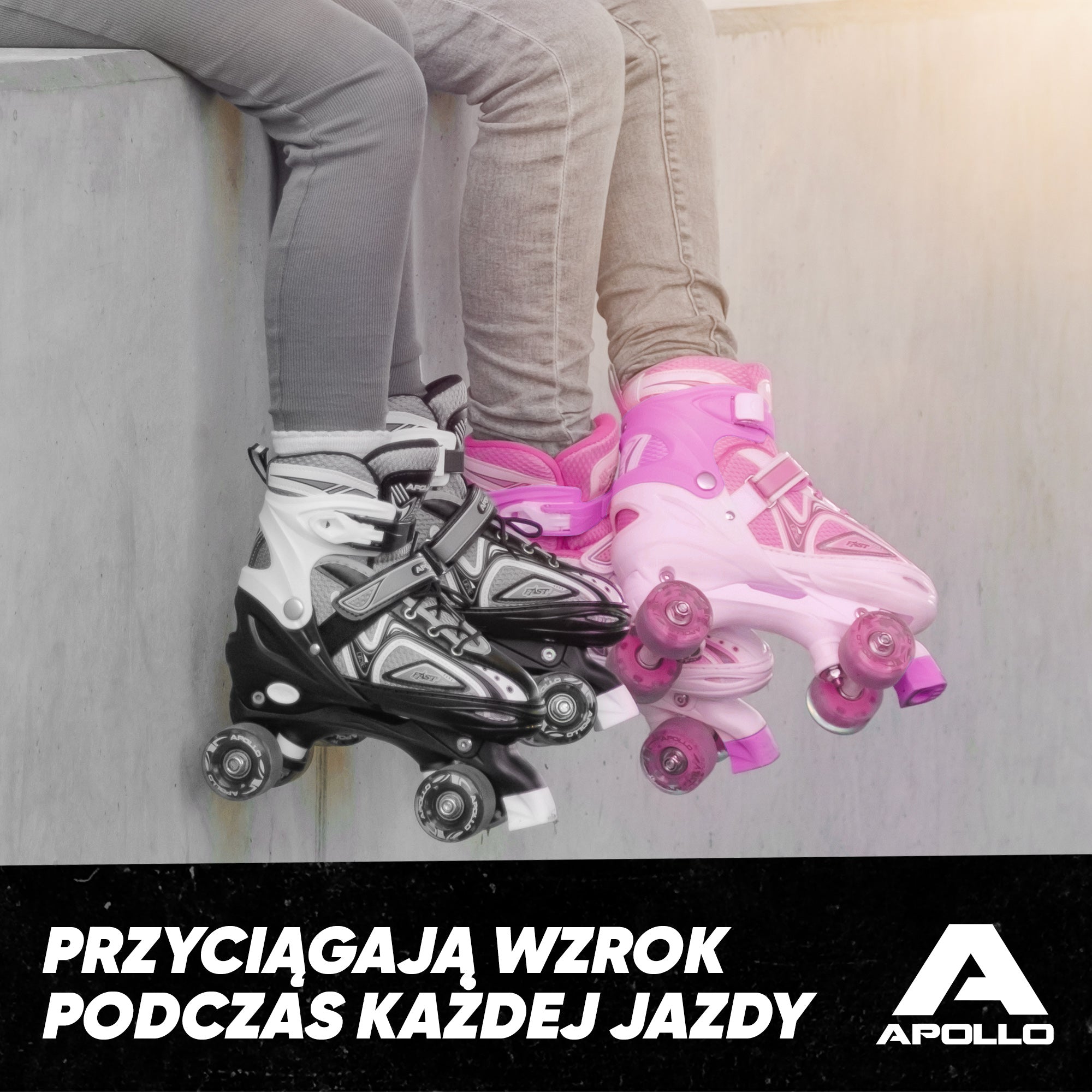 Apollo - Super Quad regulowane wrotki dla dzieci - biały/różowy - L (39-42)