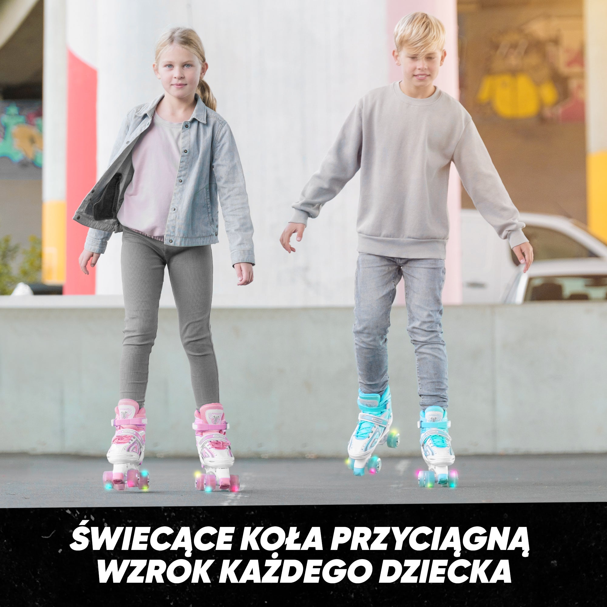 Apollo - Super Quad regulowane wrotki dla dzieci - biały/różowy - L (39-42)