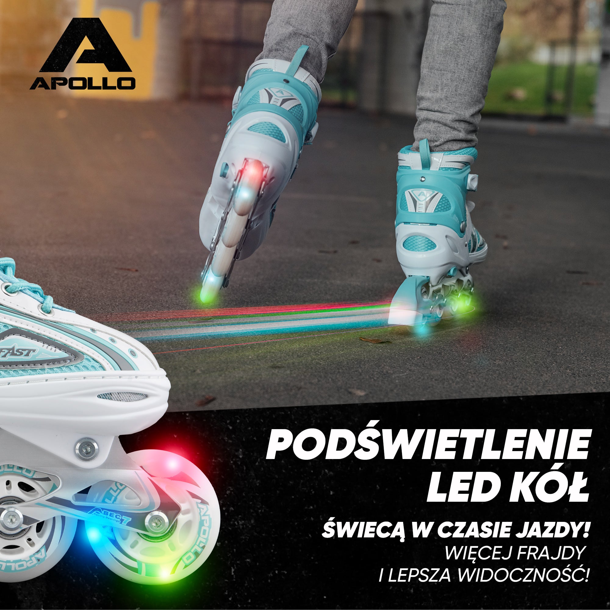 Apollo - Super Blade - Regulowane rolki - biały/turkusowy - L (39-42)