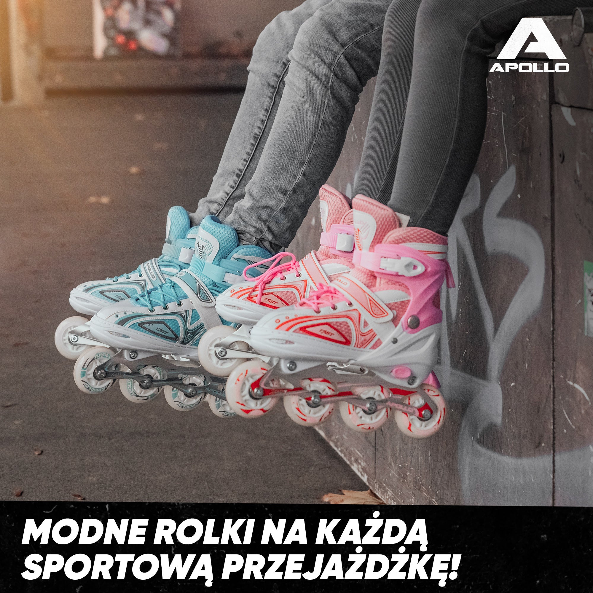 Apollo - Super Blade - Regulowane rolki - biały/turkusowy - L (39-42)