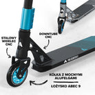 Apollo - High-end hulajnoga stunt "Genesis Pro X" z łożyskami ABEC 9 - Czarny Jasnoniebieski