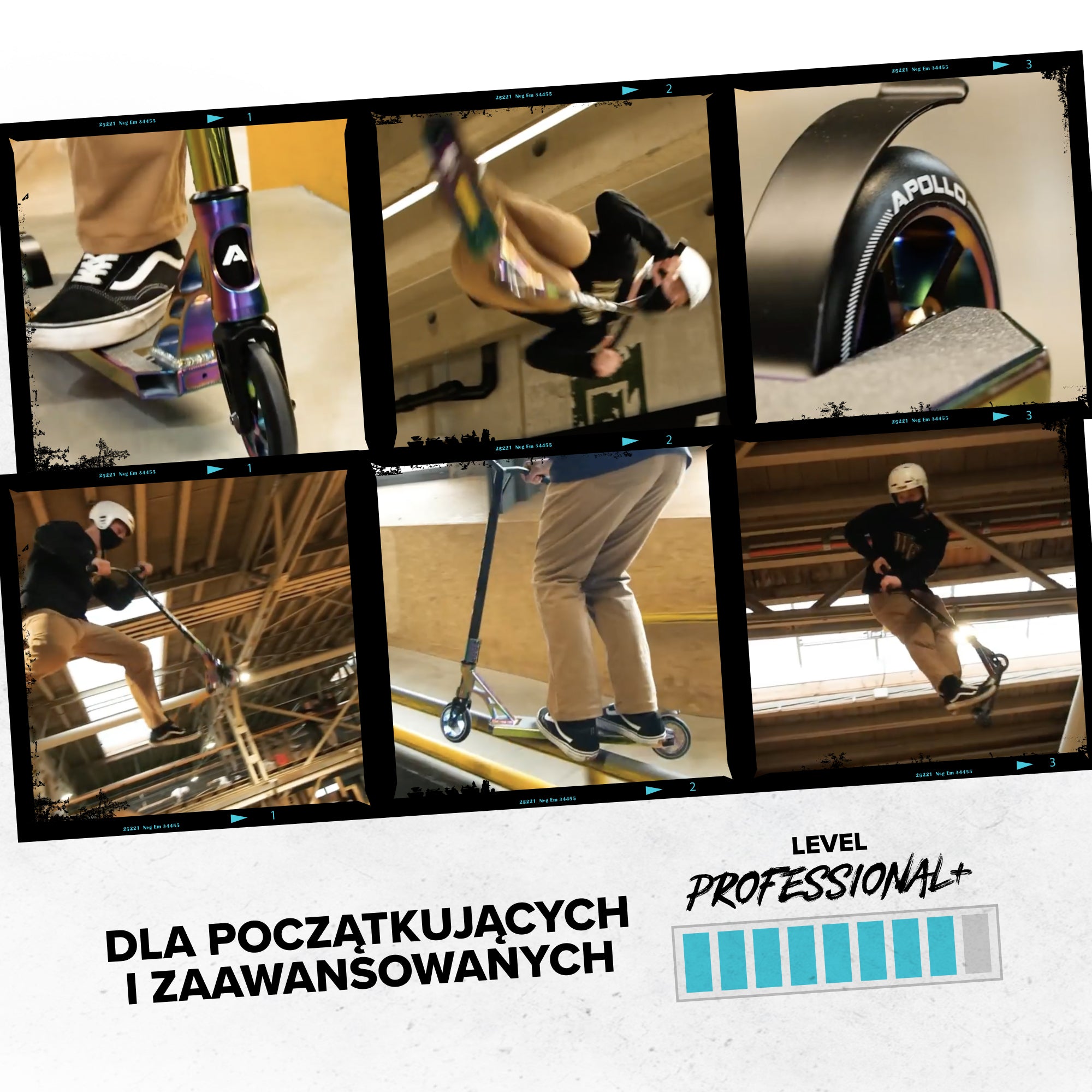 Apollo - High-end hulajnoga stunt "Genesis Pro X" z łożyskami ABEC 9 - Czarny Jasnoniebieski