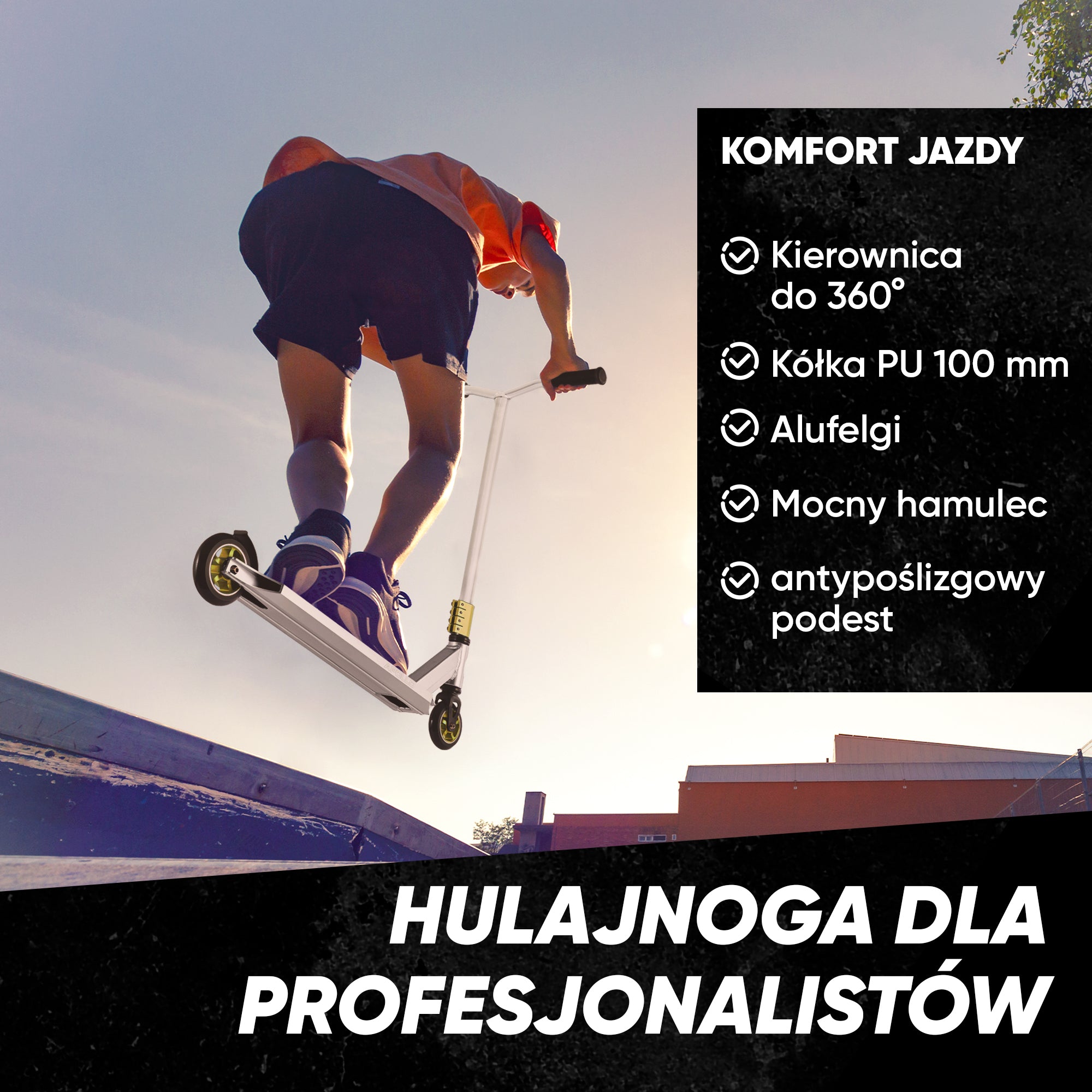 Apollo - Hulajnoga stunt "Star Pro" wysokiej jakości anodowana profesjonalna hulajnoga stunt - Biały Złoty