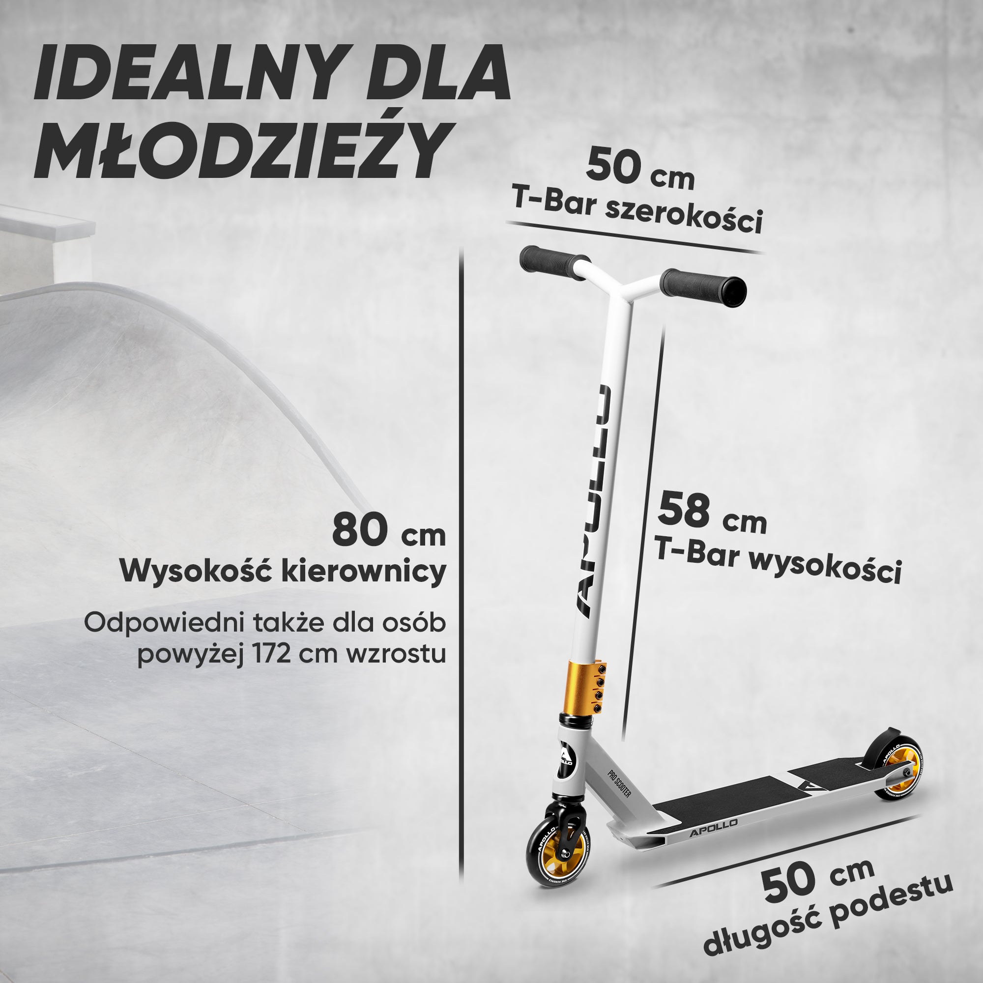 Apollo - Hulajnoga stunt "Star Pro" wysokiej jakości anodowana profesjonalna hulajnoga stunt - Biały Złoty