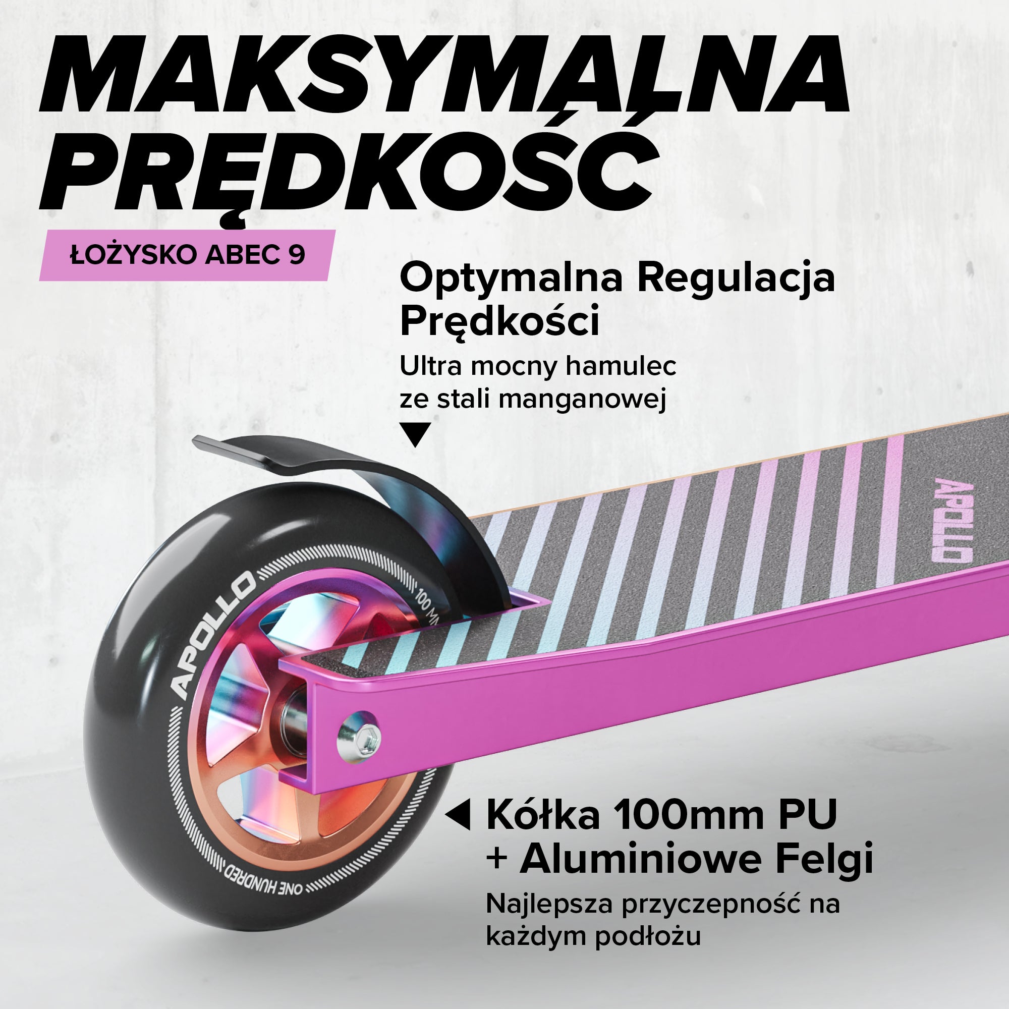 Apollo - Hulajnoga stunt „Genius Pro" - wytrzymała hulajnoga dla dzieci z łożyskami ABEC 9 - Tęczowy