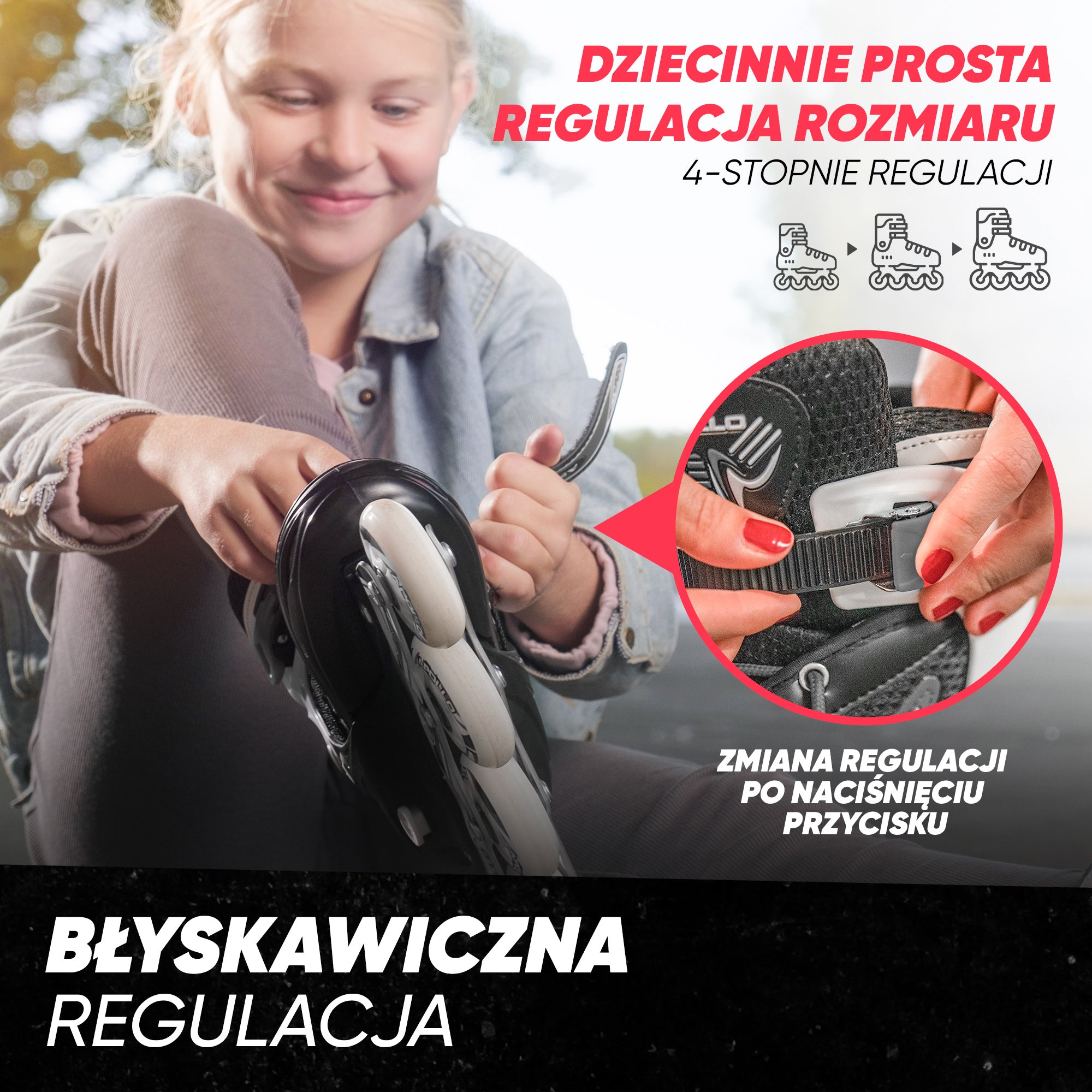 Apollo - Super Blade - Regulowane rolki - czarny - L (39-42)