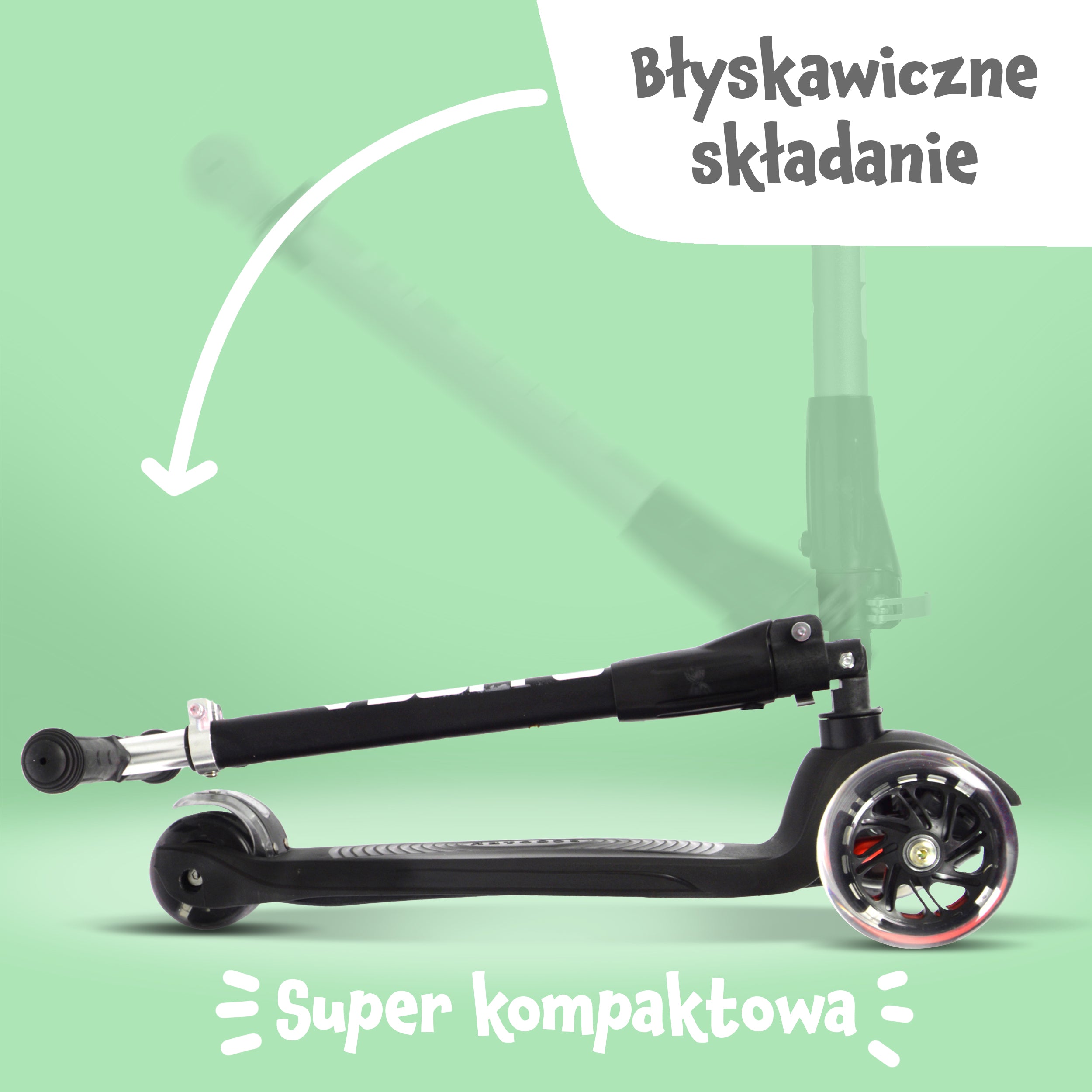 Apollo - Hulajnoga dla dzieci Apollo LED - w różnych kolorach - Czarny