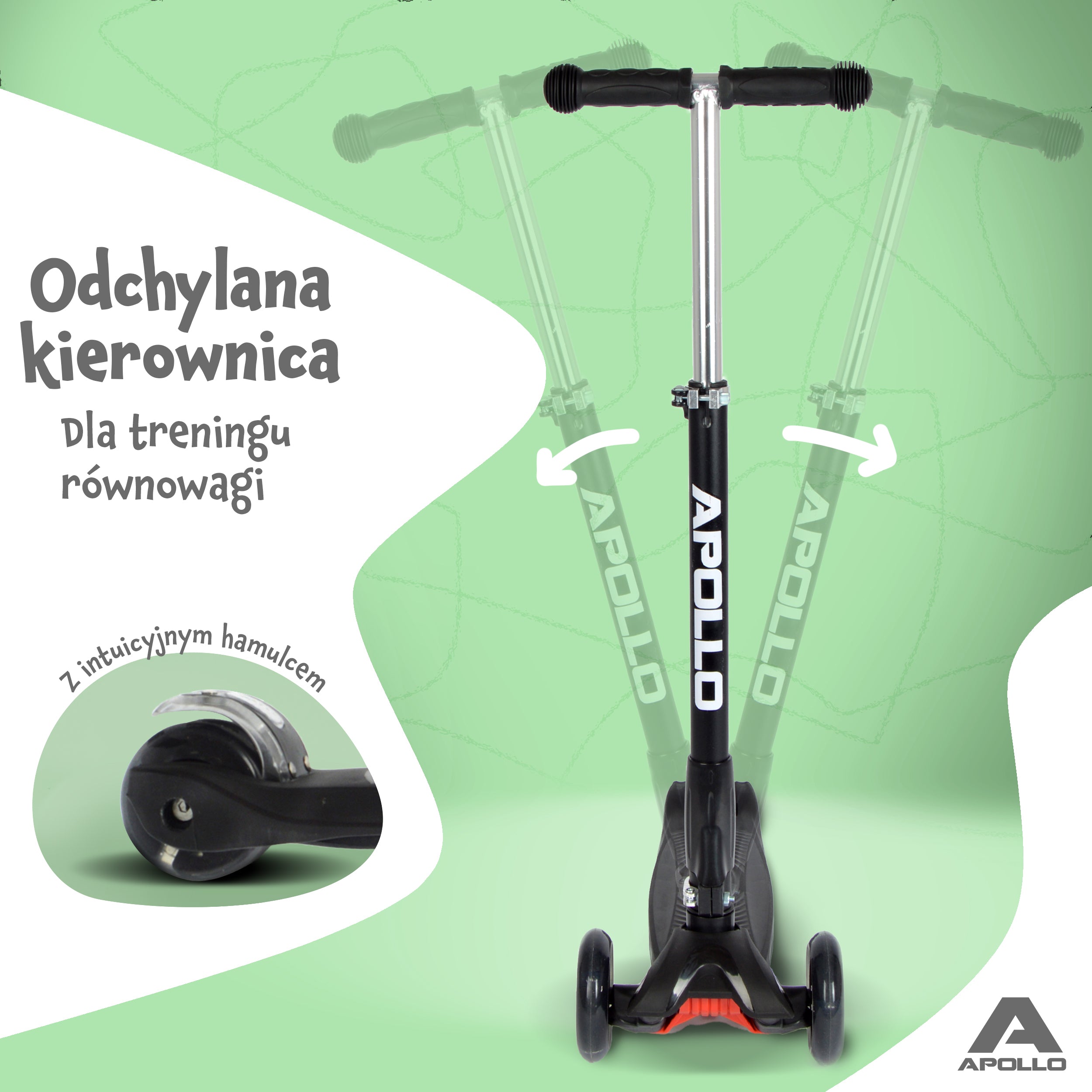 Apollo - Hulajnoga dla dzieci Apollo LED - w różnych kolorach - Czarny