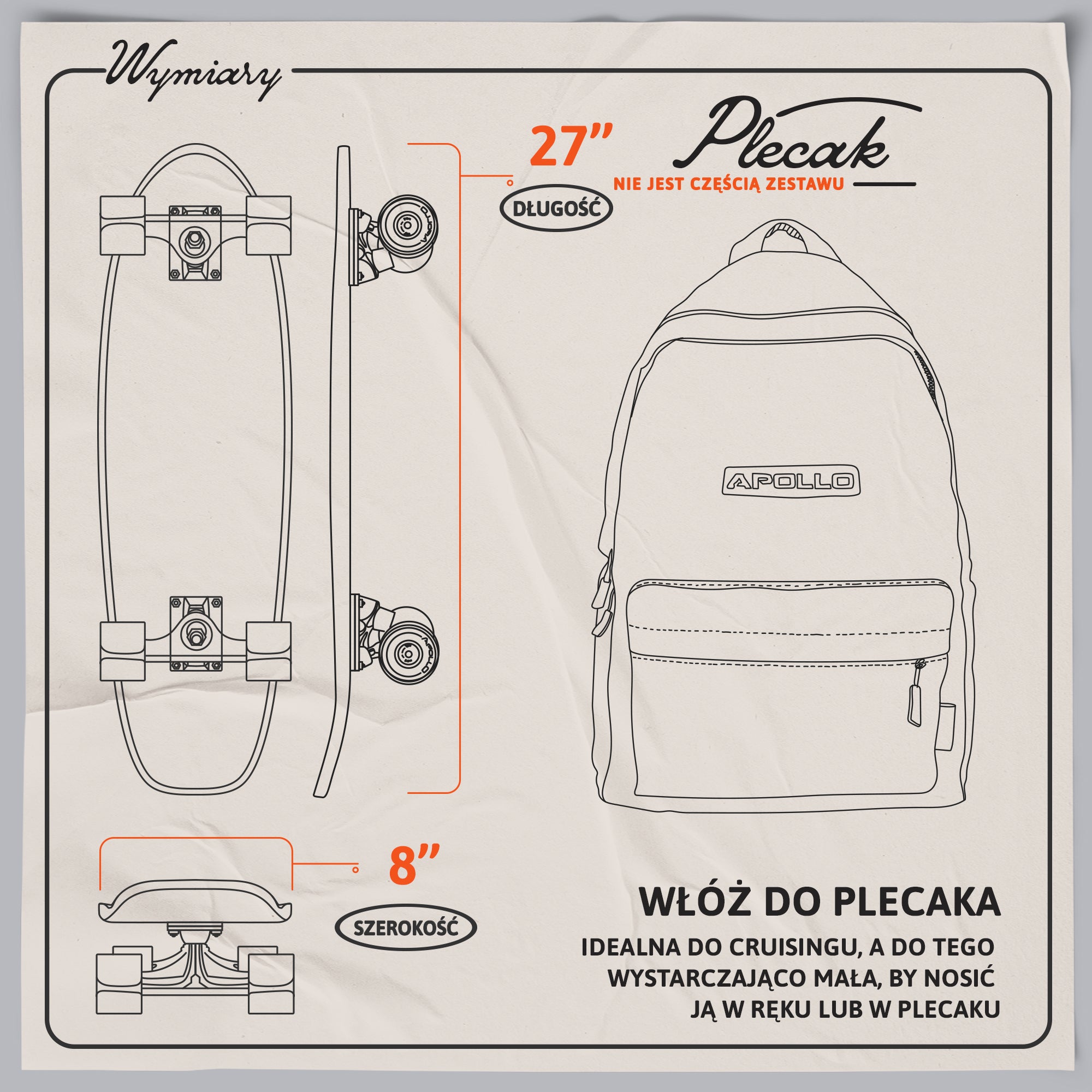 Apollo - Mini-Longboard - "Weird Midi" - 27" Midi Cruiser - Weird