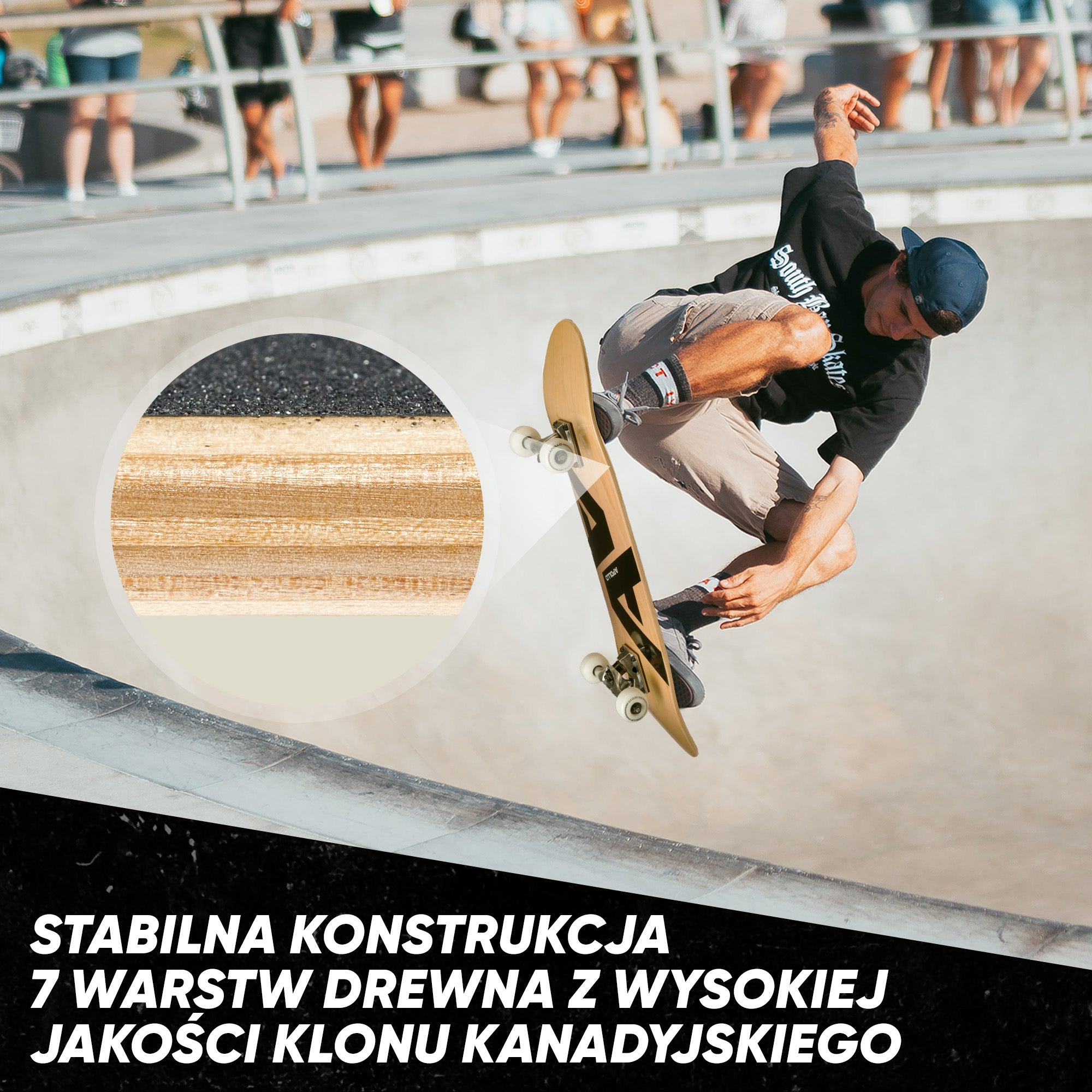Apollo - Skateboard - "A&A" - 7-warstwowa drewniana deska kompletna z łożyskami ABEC 7 -