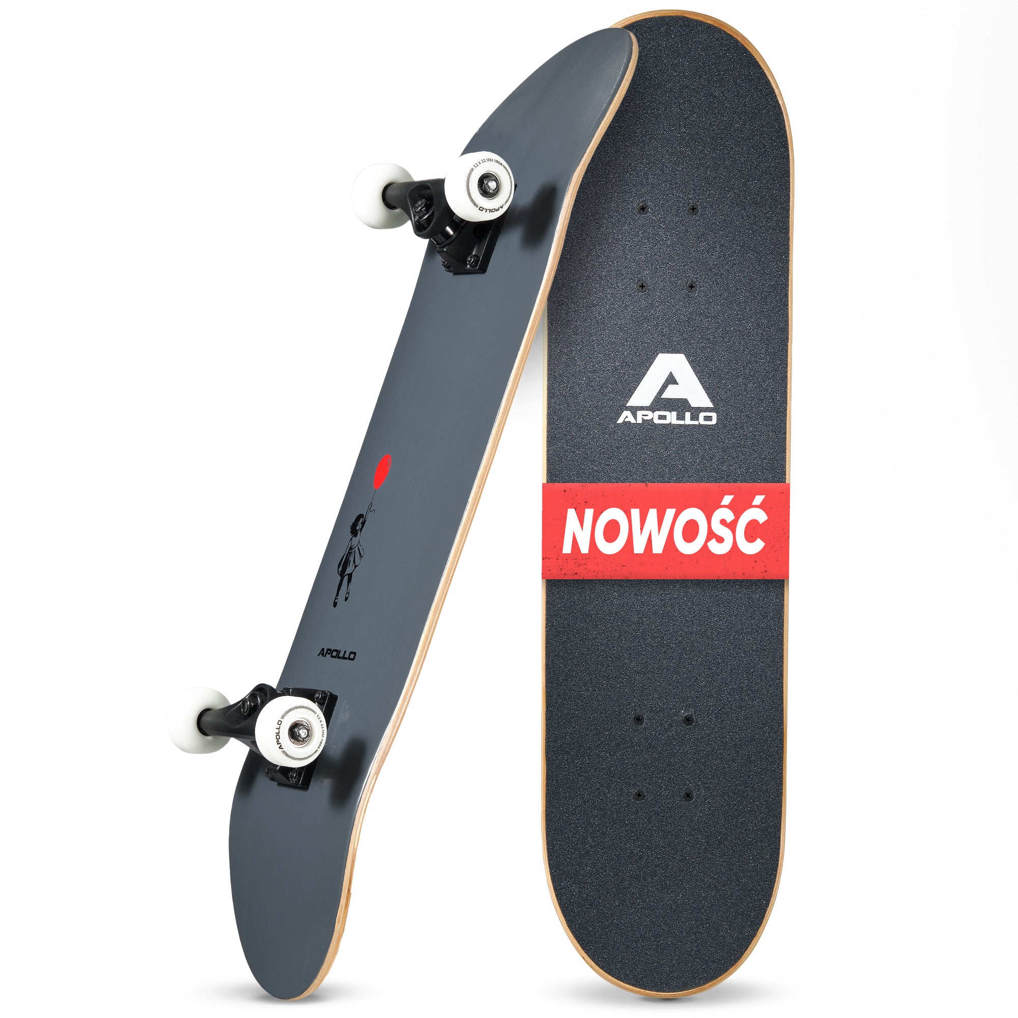 Apollo - Skateboard - "Balloon" - 7-warstwowa drewniana deska kompletna z łożyskami ABEC 7 - Balloon