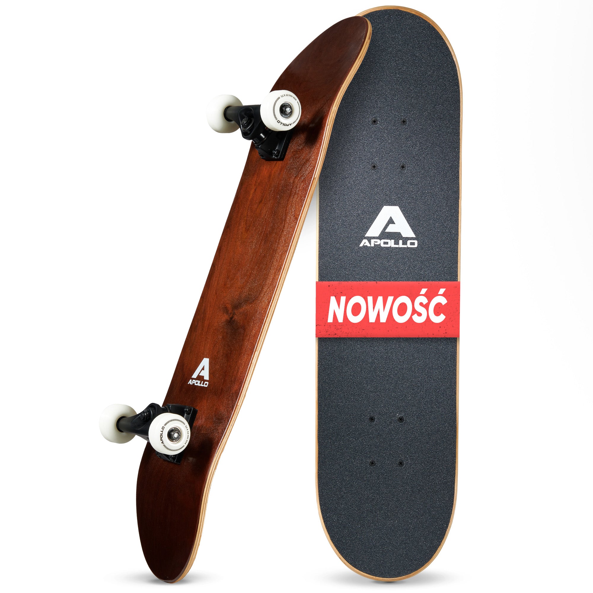 Apollo - Skateboard - "Plain Wood" - 7-warstwowa drewniana deska kompletna z łożyskami ABEC 7 - Wood
