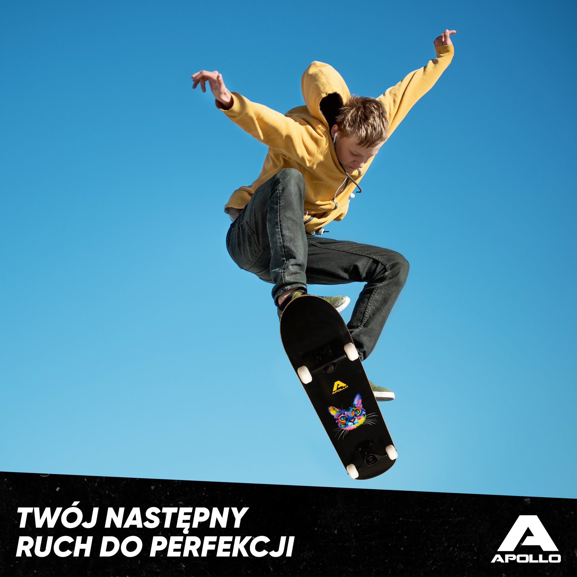 Apollo - Skateboard - "Cat" - 7-warstwowa drewniana deska kompletna z łożyskami ABEC 7 -